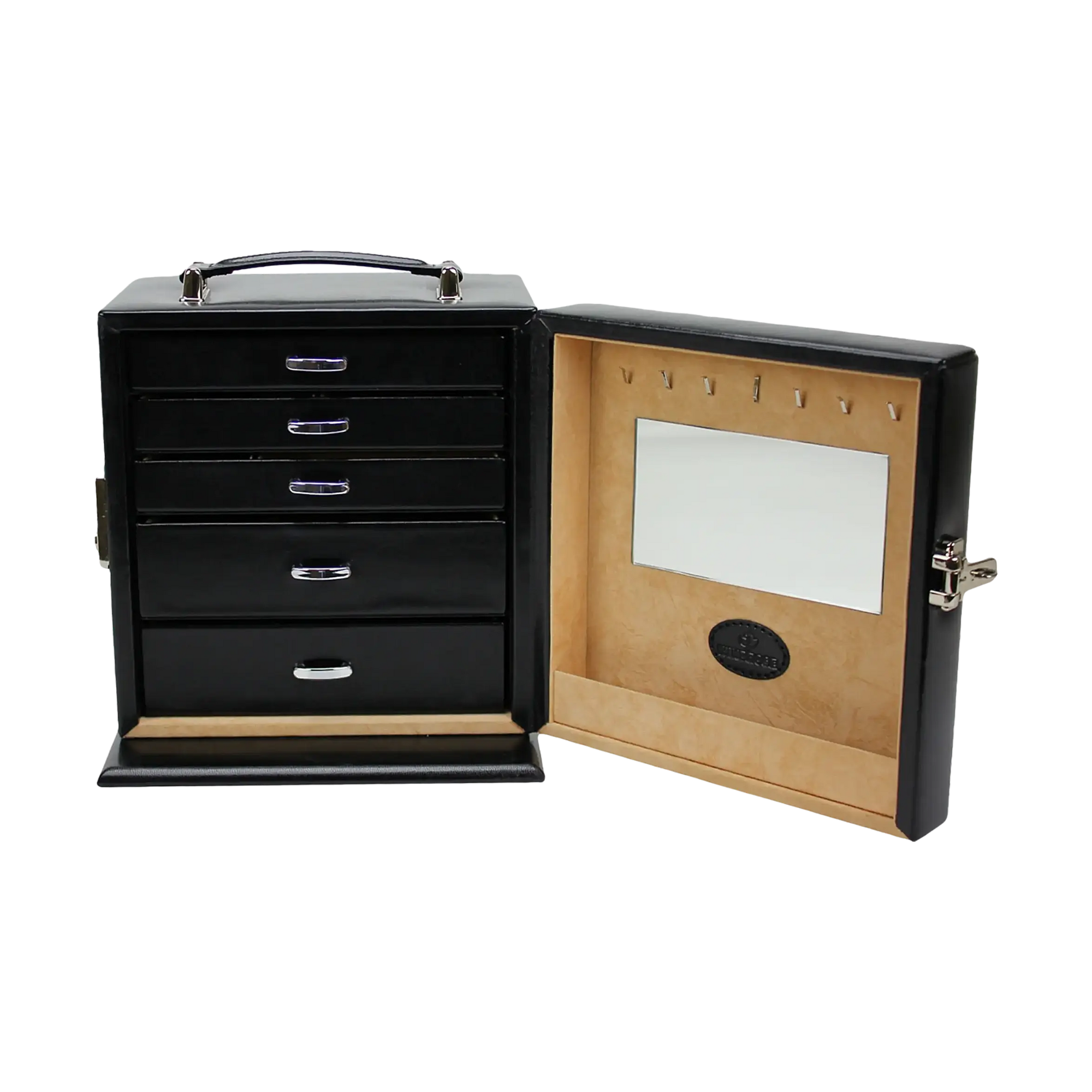 Jewelry case with integrated jewelry bag Merino / black