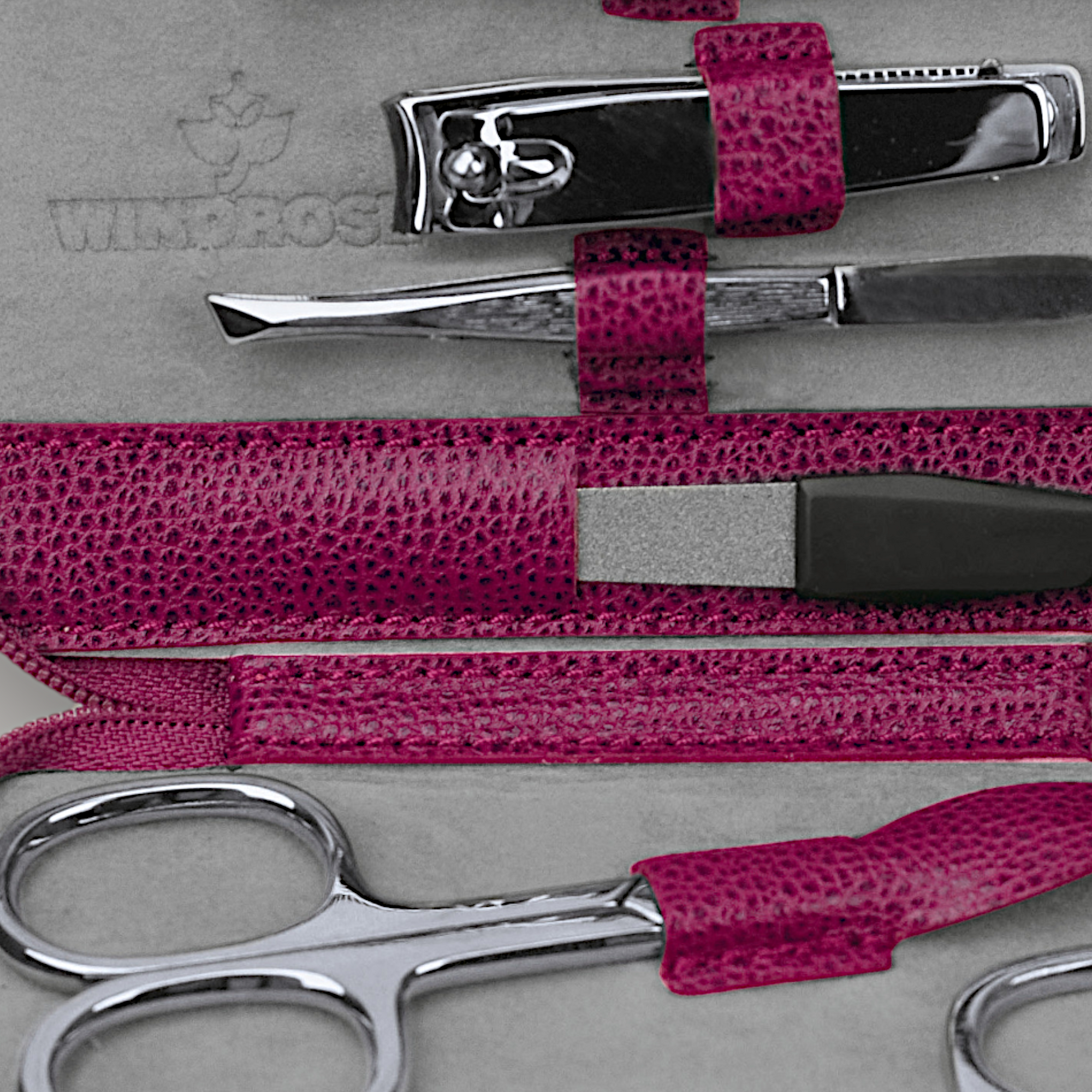 6dílné pouzdro na manikúru Beluga / berry (kůže)