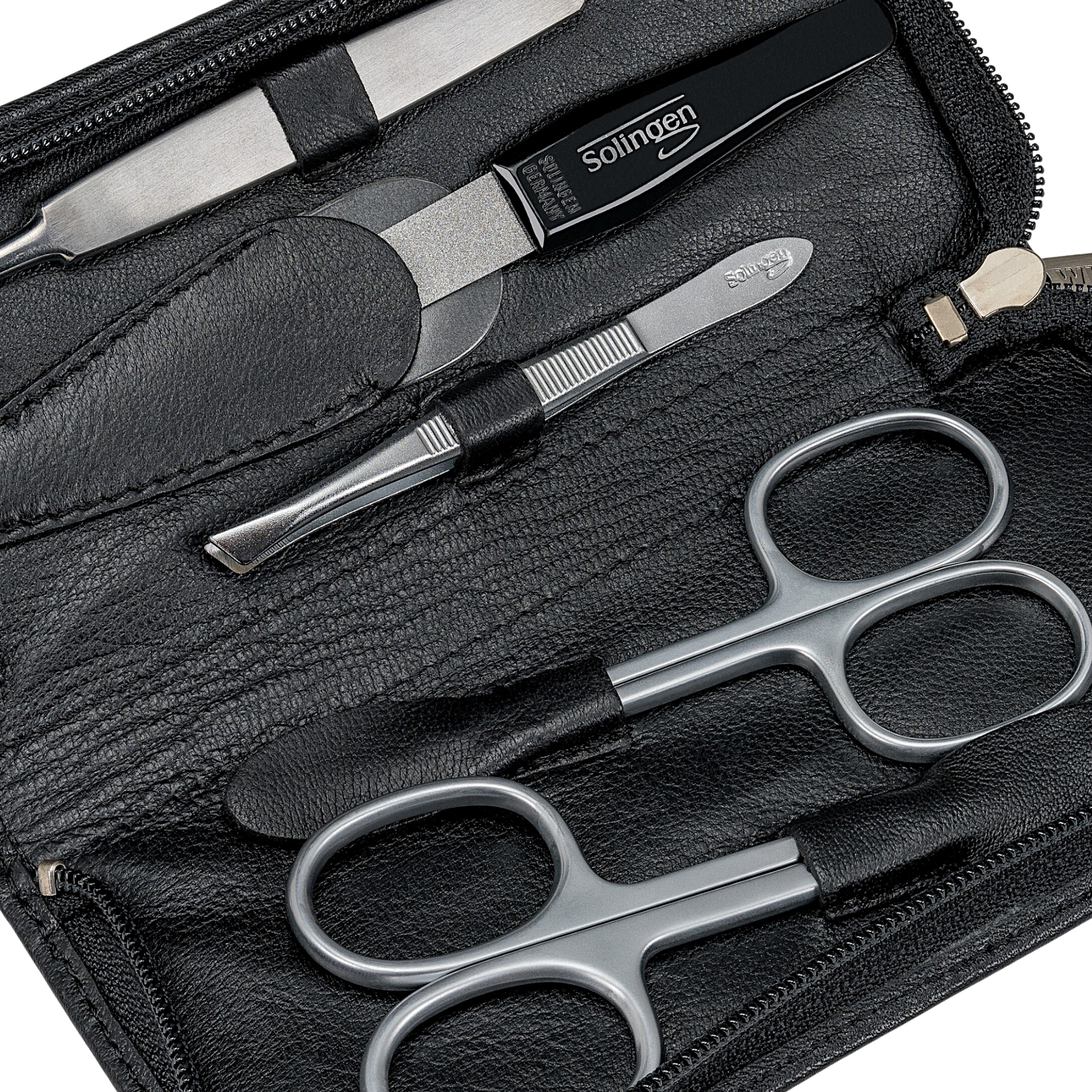 Astuccio per manicure da 5 pezzi nappa / nero (pelle bovina integrale)