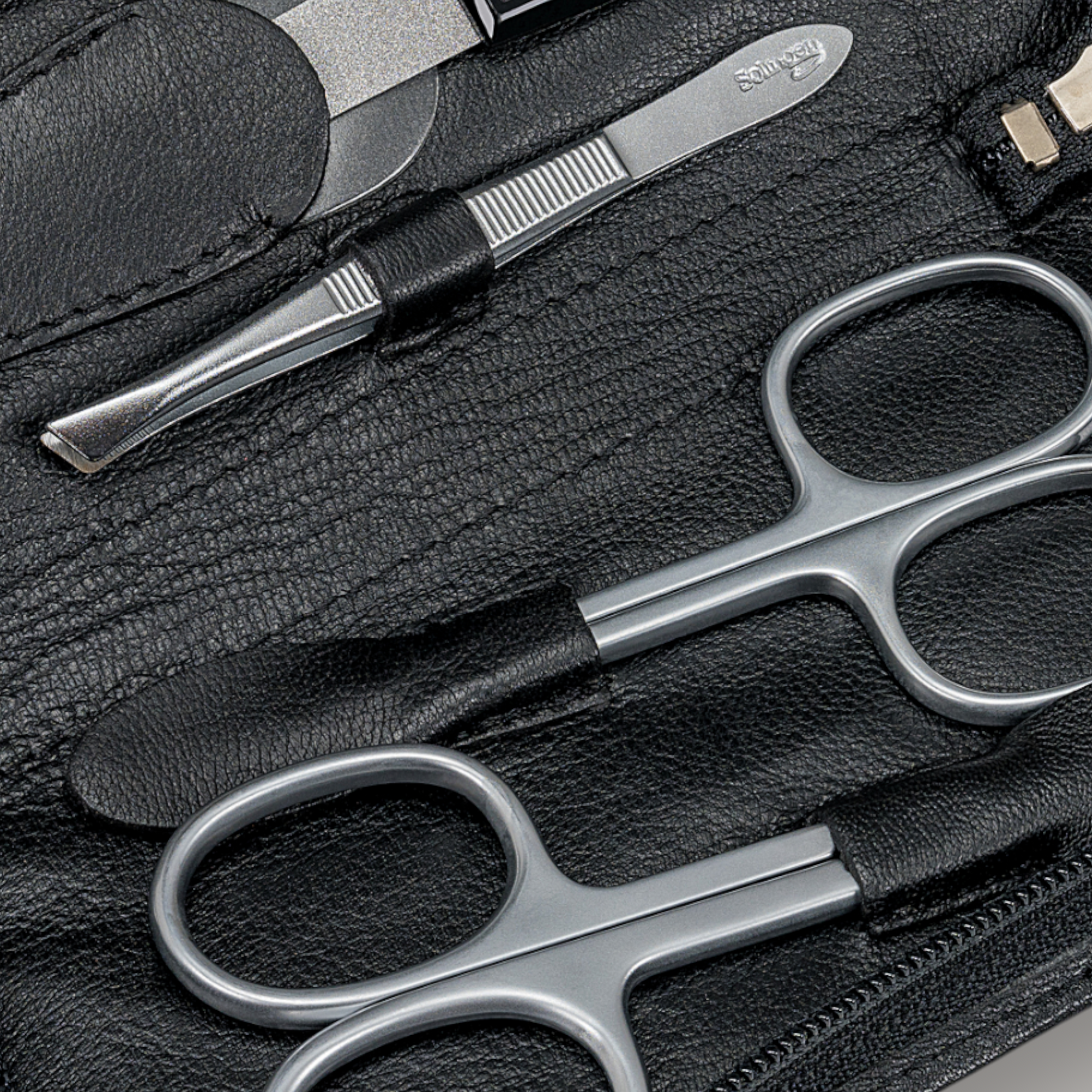 Astuccio per manicure da 5 pezzi nappa / nero (pelle bovina integrale)