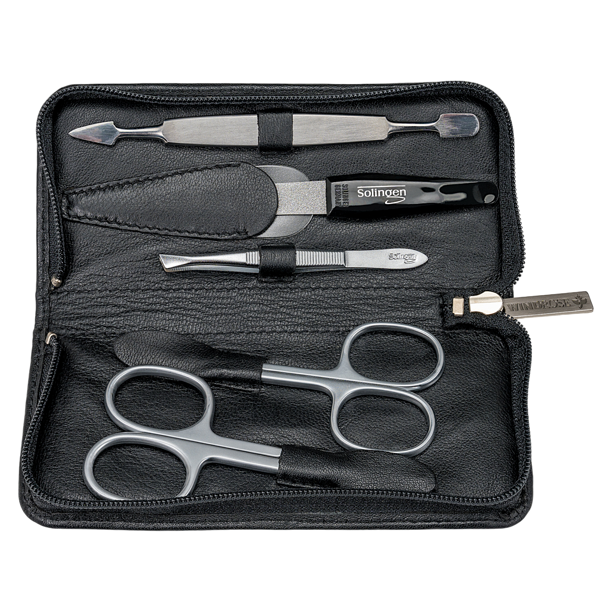 Astuccio per manicure da 5 pezzi nappa / nero (pelle bovina integrale)