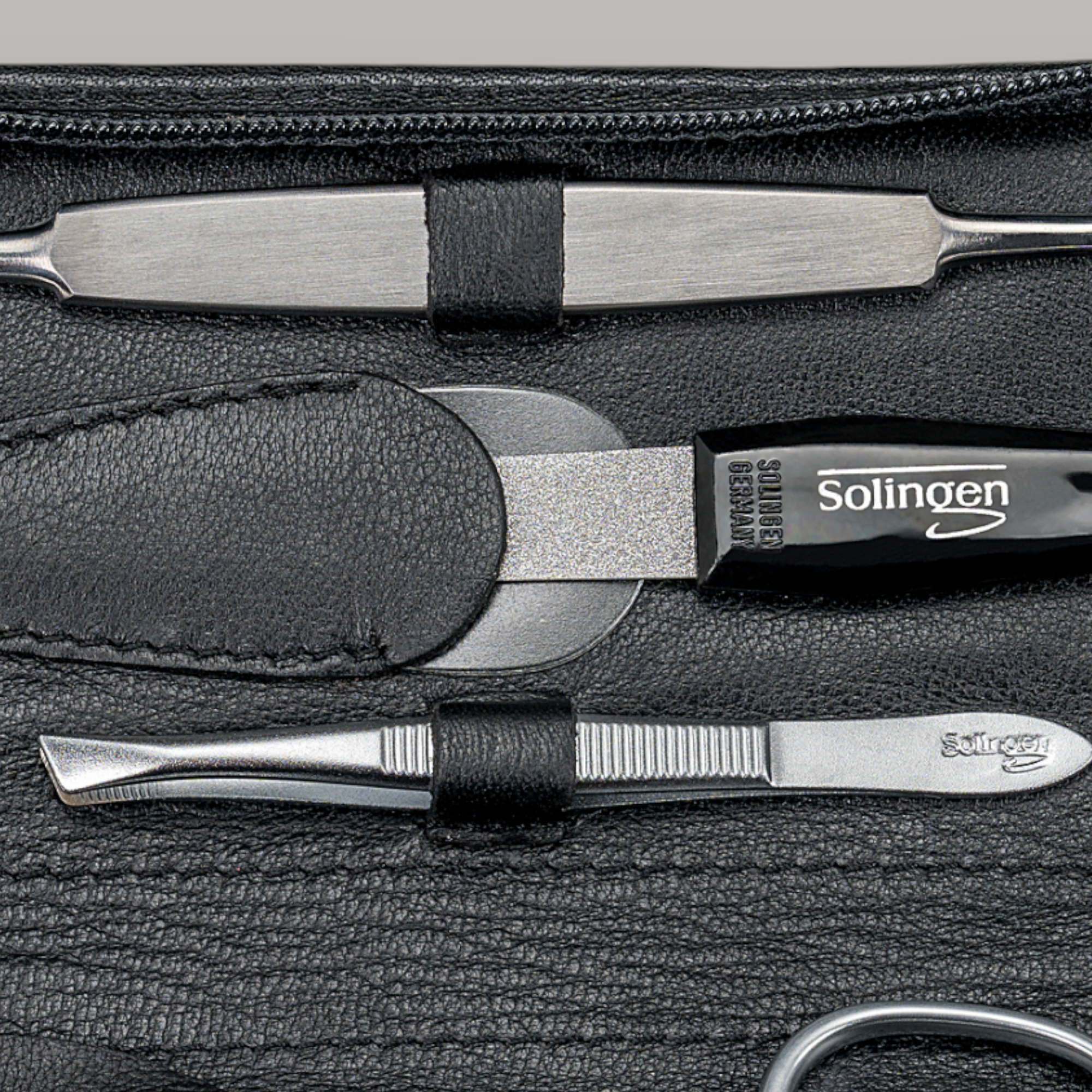 Astuccio per manicure da 5 pezzi nappa / nero (pelle bovina integrale)