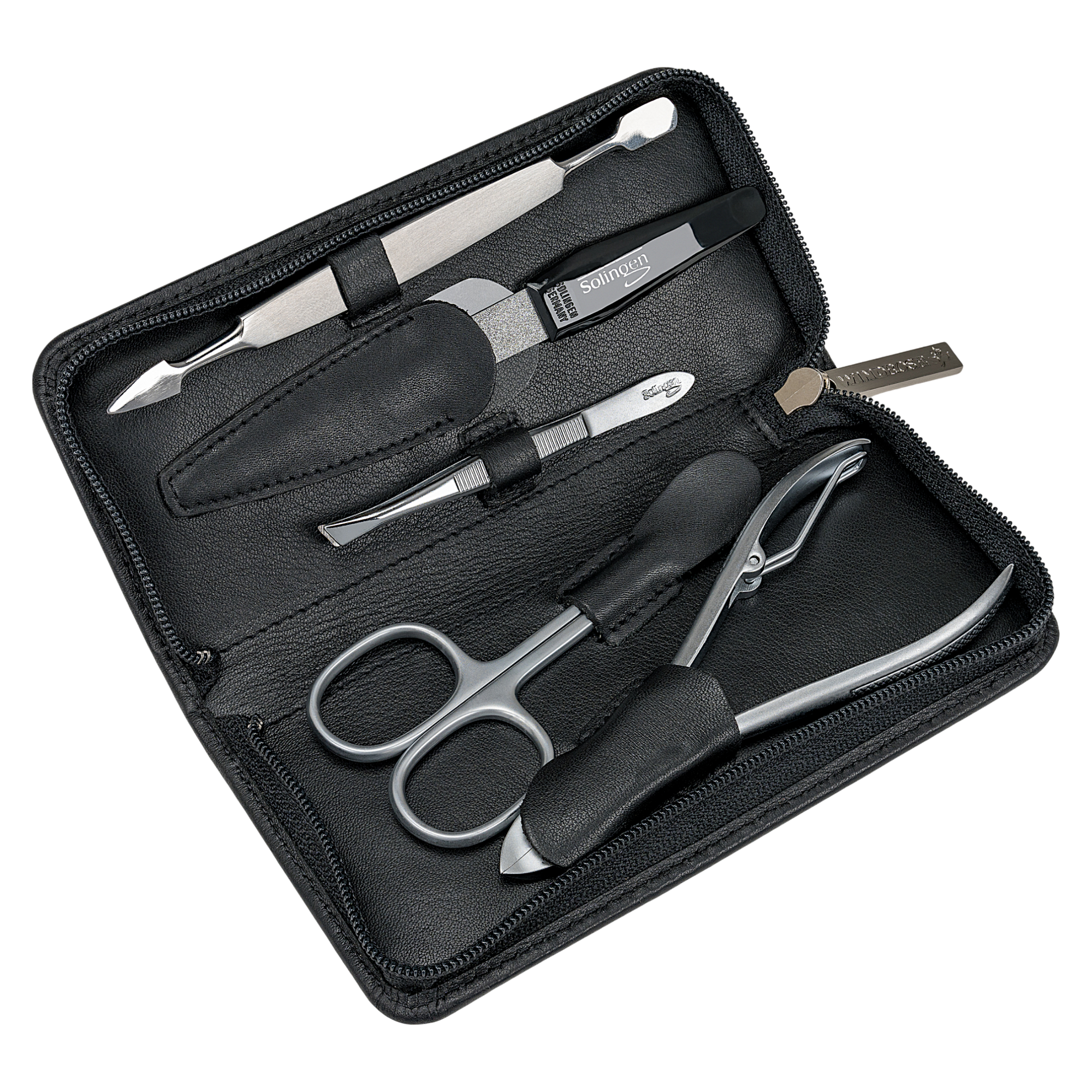 Astuccio per manicure da 5 pezzi nappa / nero (pelle bovina integrale)