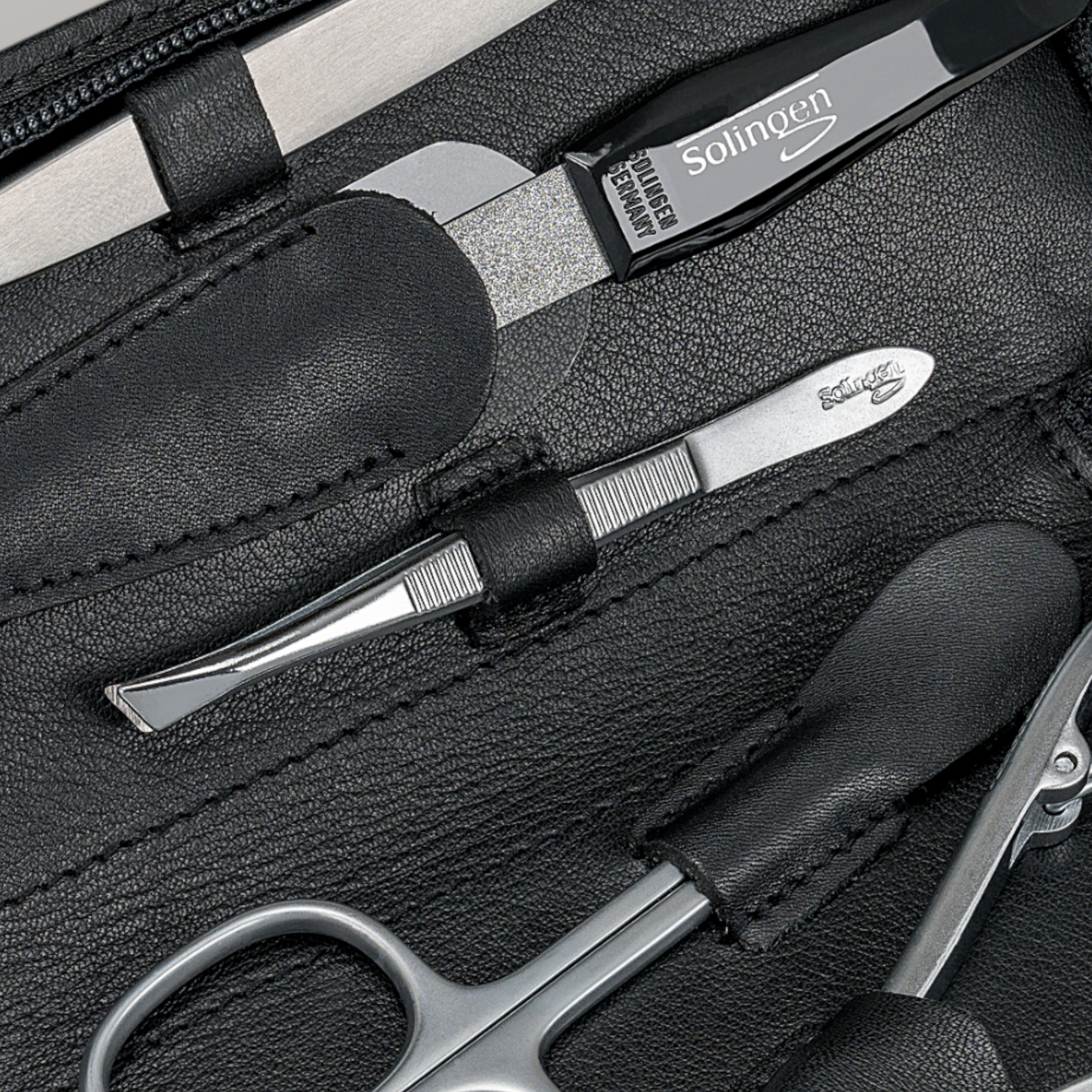 Astuccio per manicure da 5 pezzi nappa / nero (pelle bovina integrale)