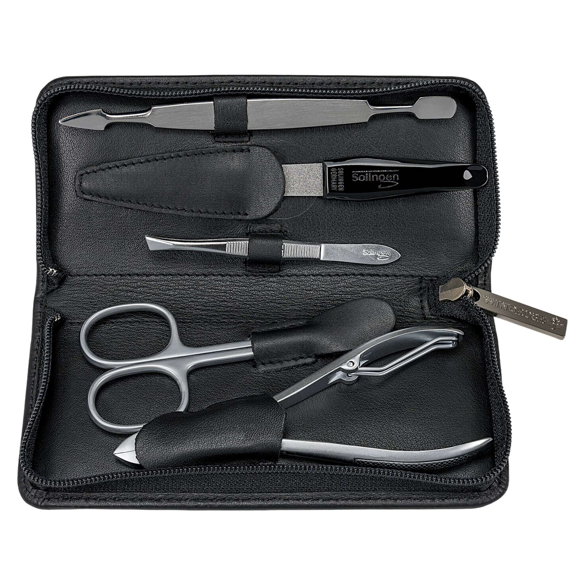 Astuccio per manicure da 5 pezzi nappa / nero (pelle bovina integrale)