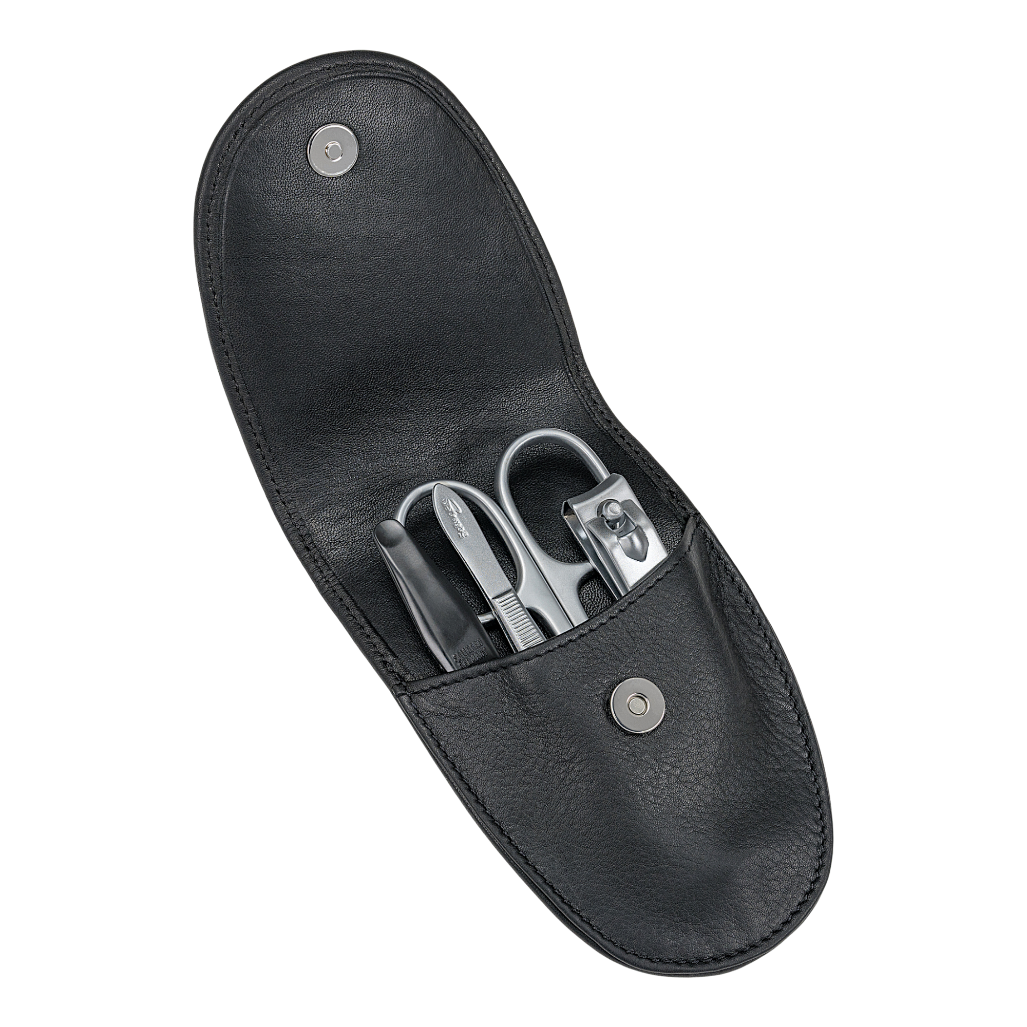 Estuche de manicura de 4 piezas napa / negro (cuero vacuno completo)
