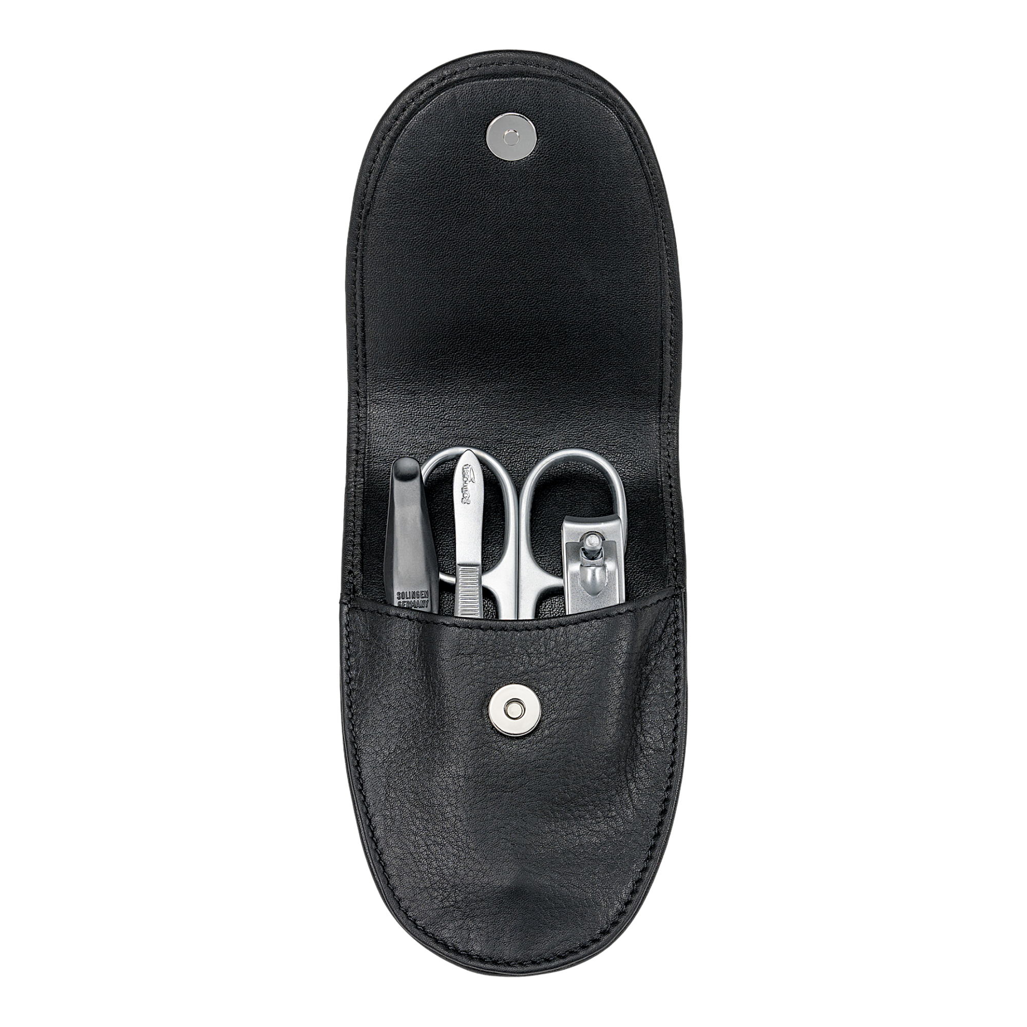 Estuche de manicura de 4 piezas napa / negro (cuero vacuno completo)