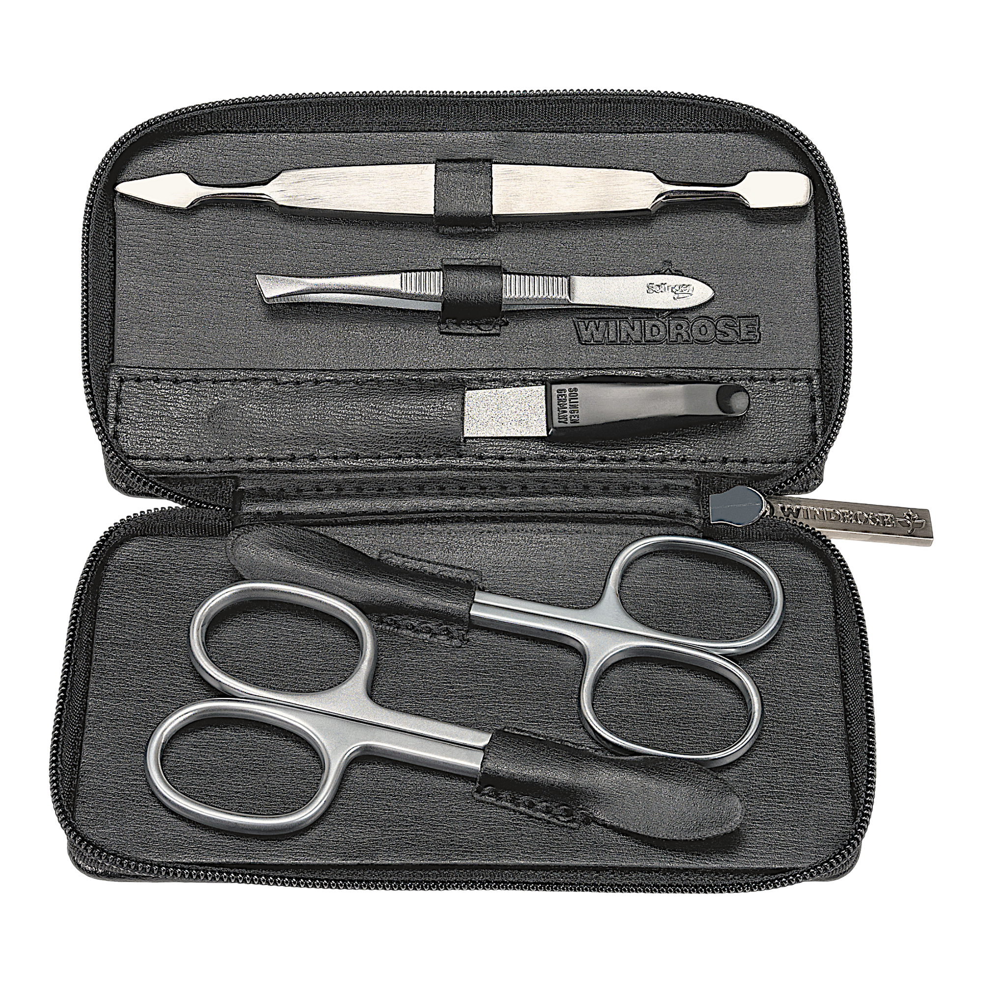 Pětidílné pouzdro na manikúru Ambiance / černá (kůže)