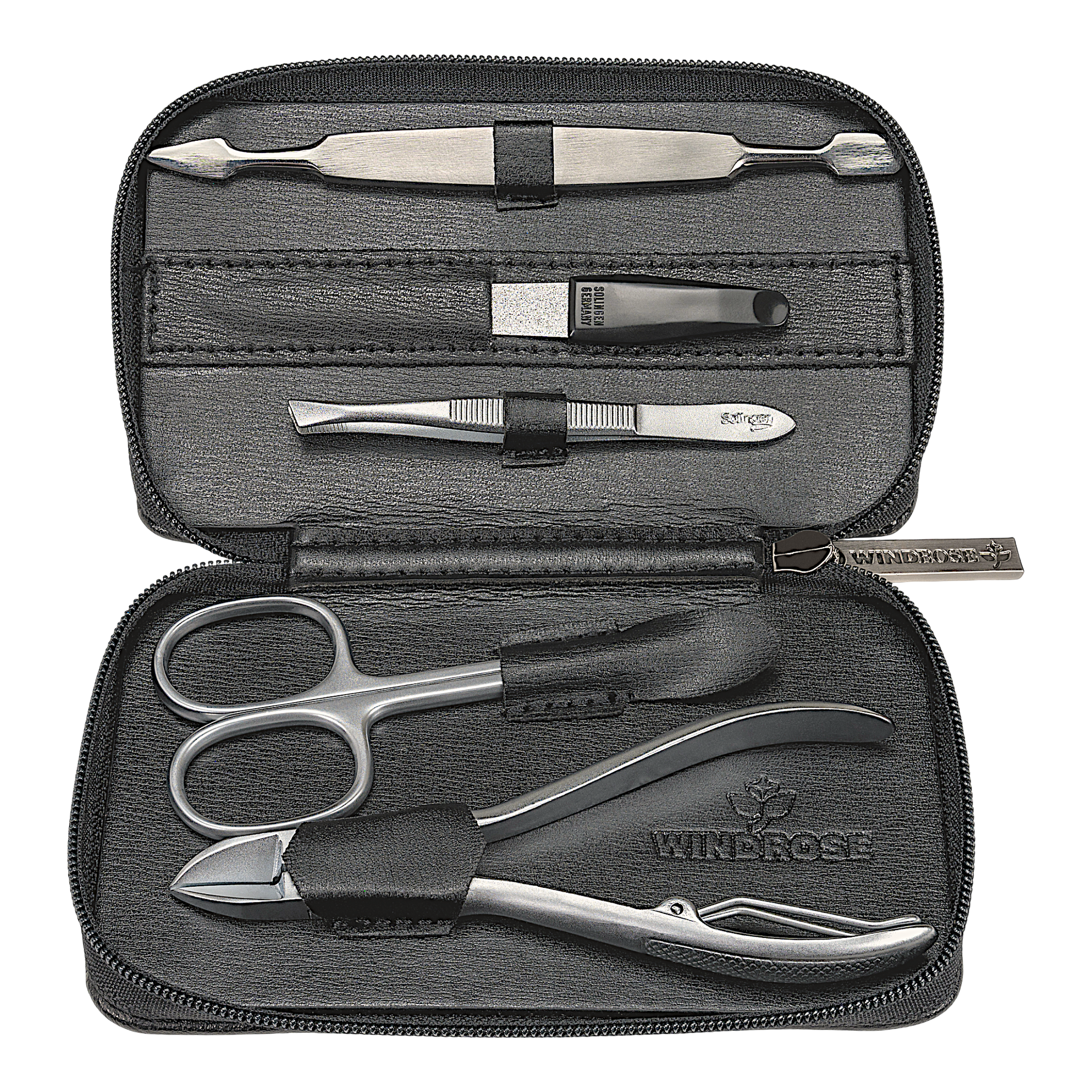 Pětidílné pouzdro na manikúru Ambiance / černá (kůže)