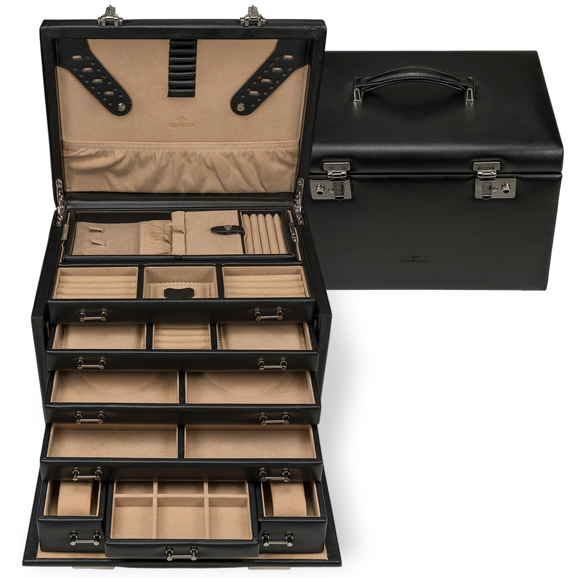 Estuche para joyas/relojes con inserción (puede utilizarse como estuche independiente) Ambiance / negro (cuero)