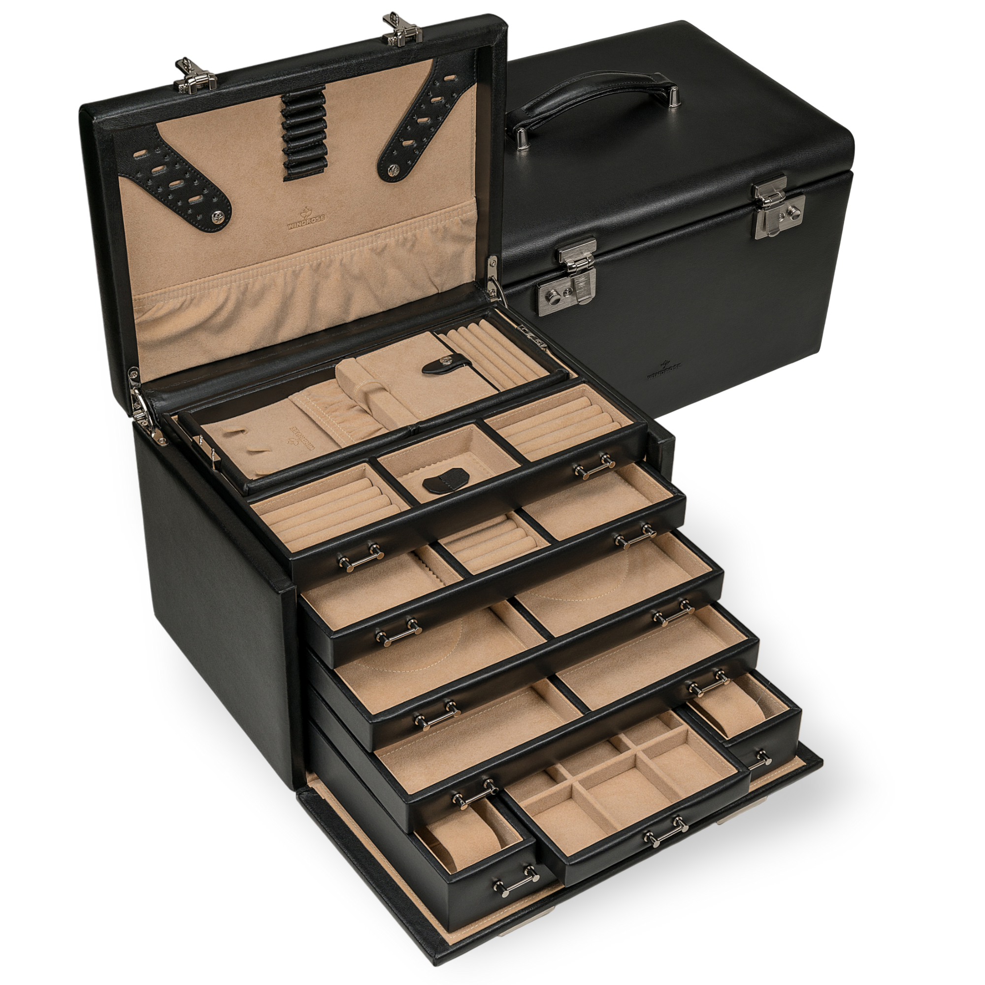Estuche para joyas/relojes con inserción (puede utilizarse como estuche independiente) Ambiance / negro (cuero)