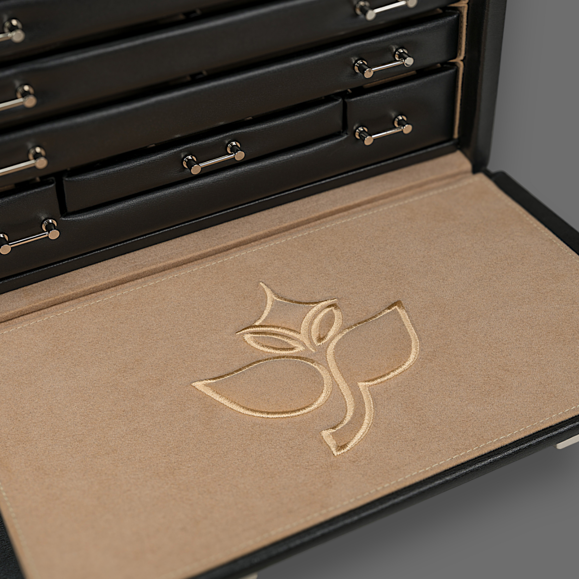 Estuche para joyas/relojes con inserción (puede utilizarse como estuche independiente) Ambiance / negro (cuero)