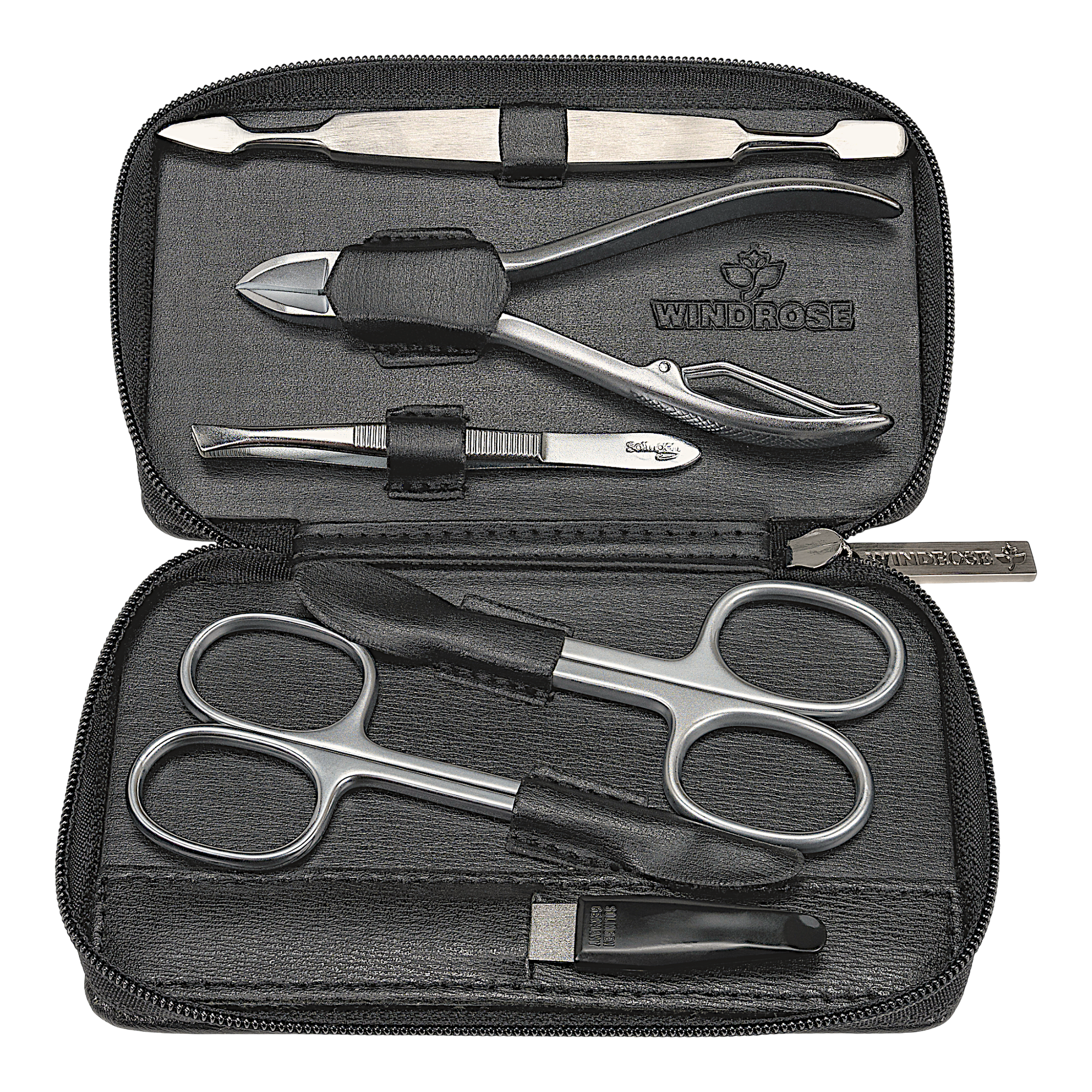 6-częściowe etui do manicure Ambiance / czarne (skóra)