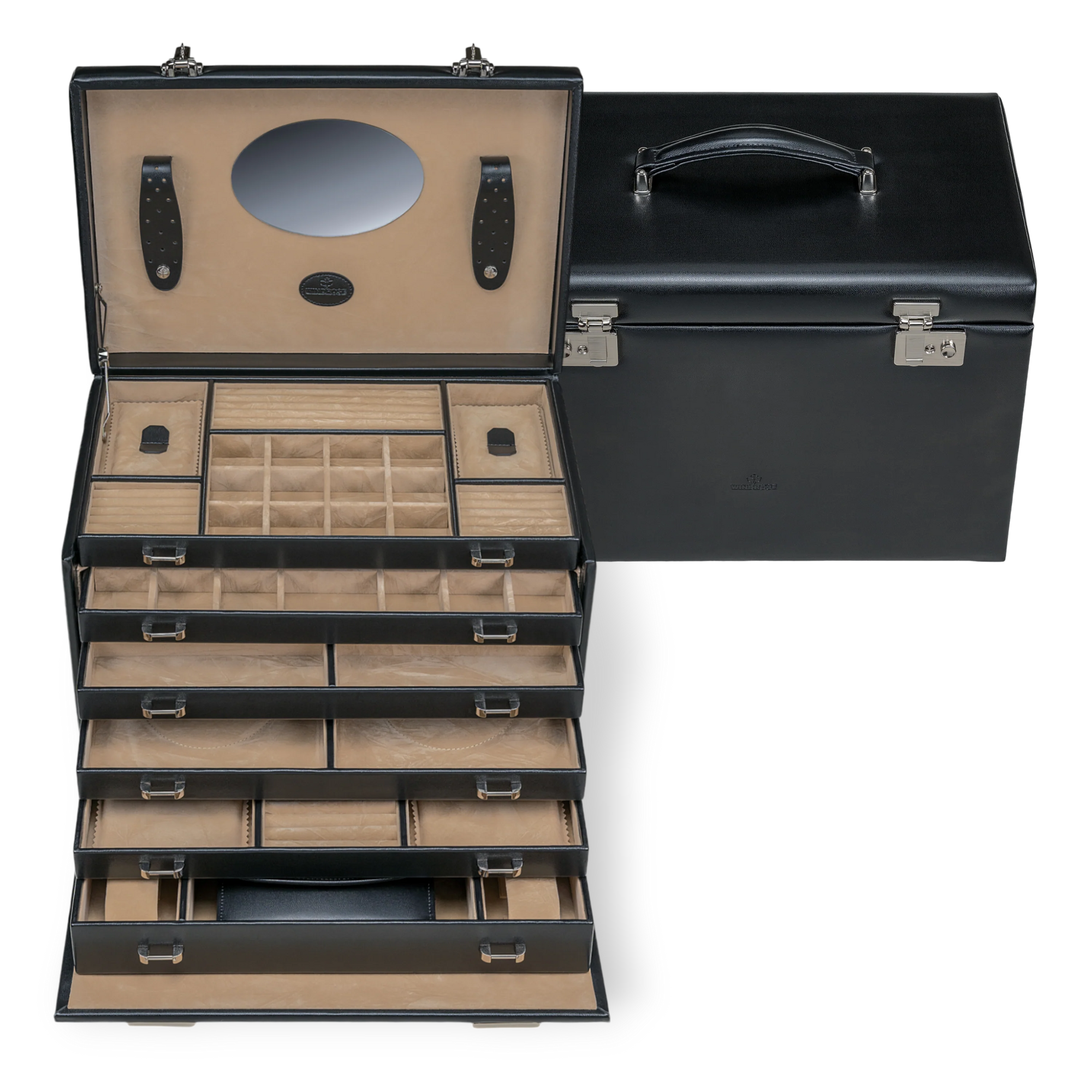 Jewelry case XXL with integrated jewelry bag Merino / black