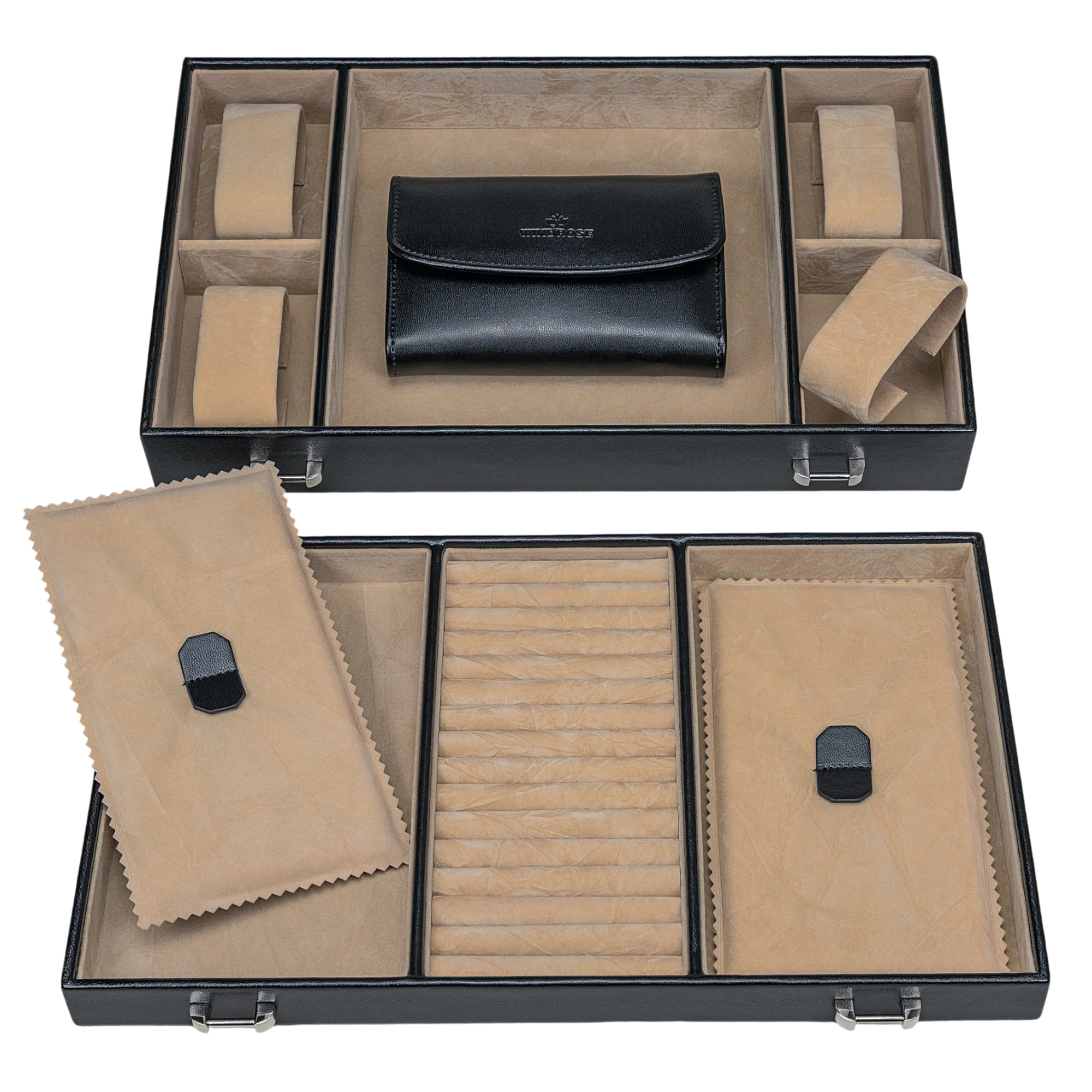 Jewelry case XXL with integrated jewelry bag Merino / black