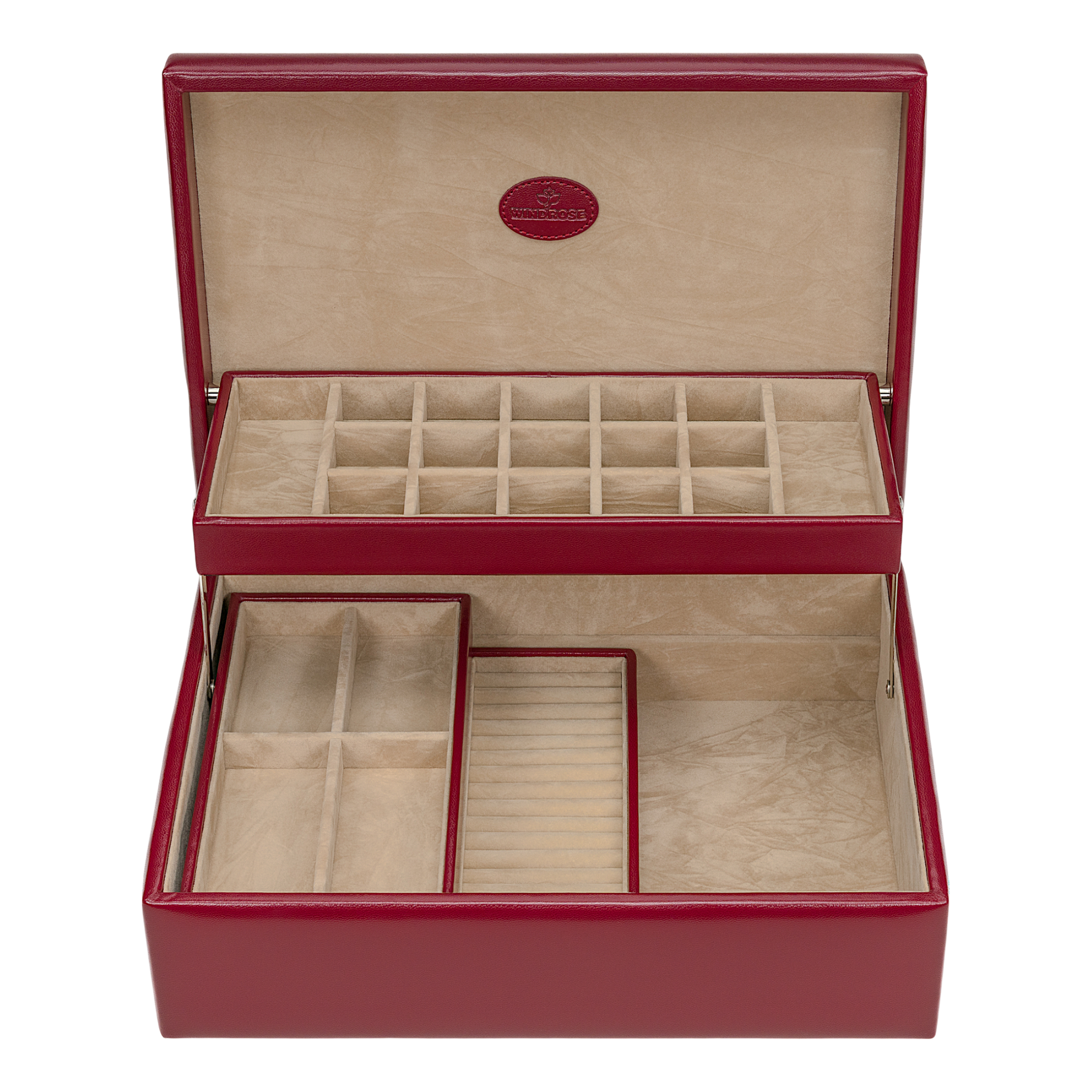 Charm box with 2 removable inserts Merino / red