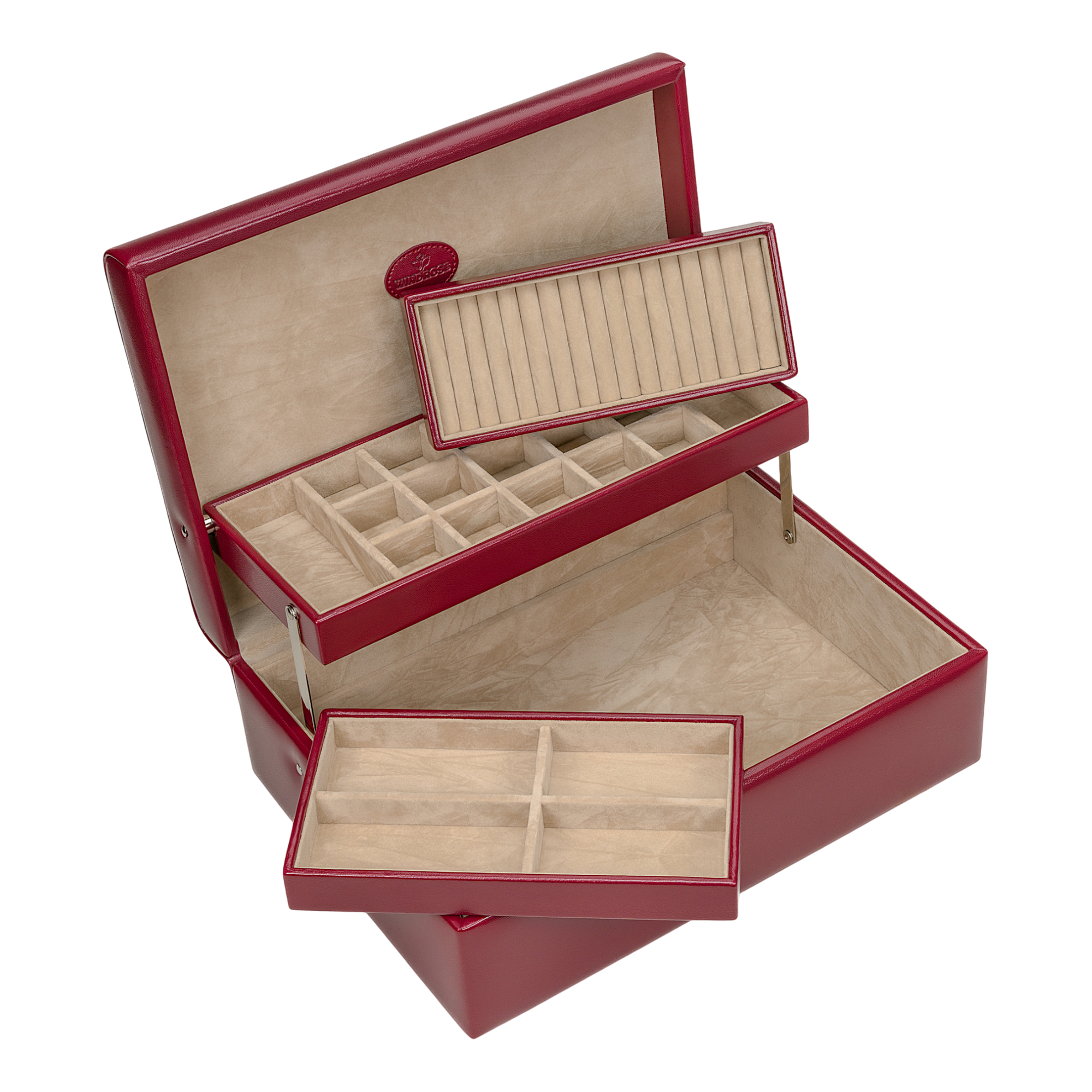 Charm box with 2 removable inserts Merino / red
