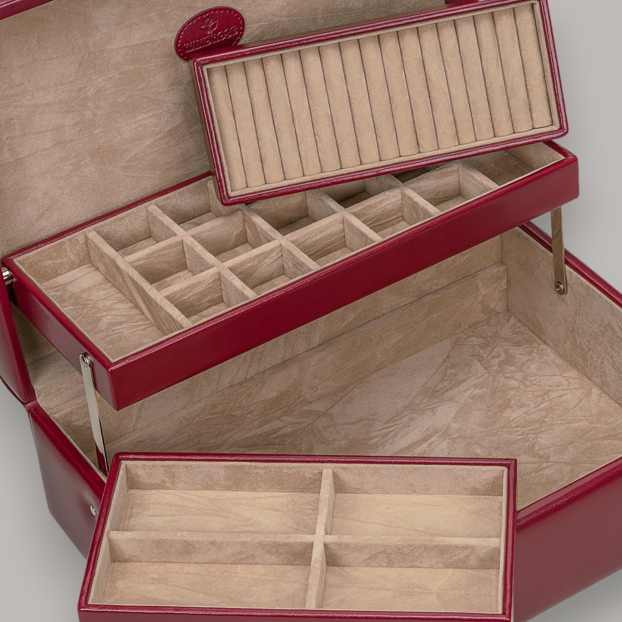 Charm box with 2 removable inserts Merino / red