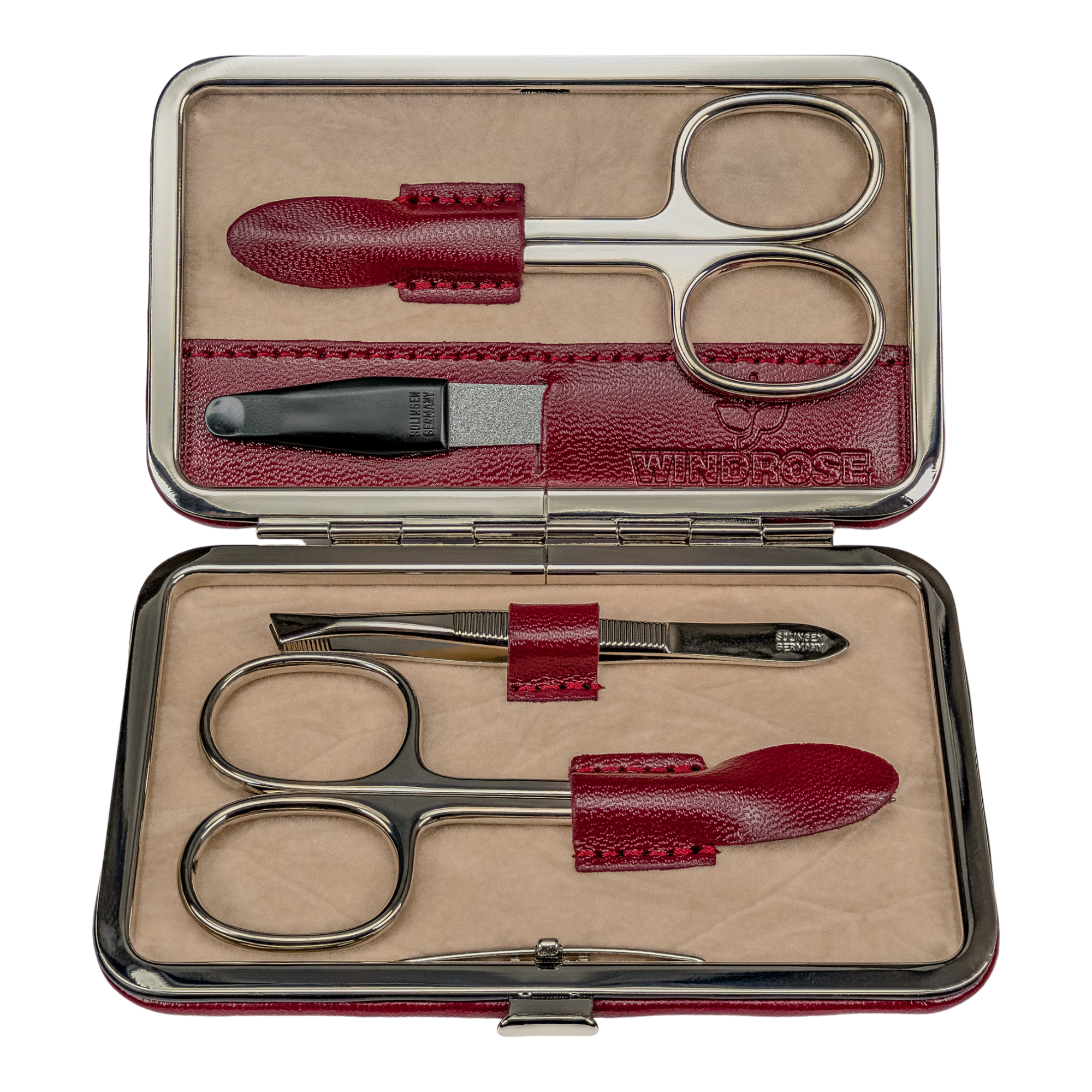 Astuccio per manicure 4 pezzi Merino / rosso