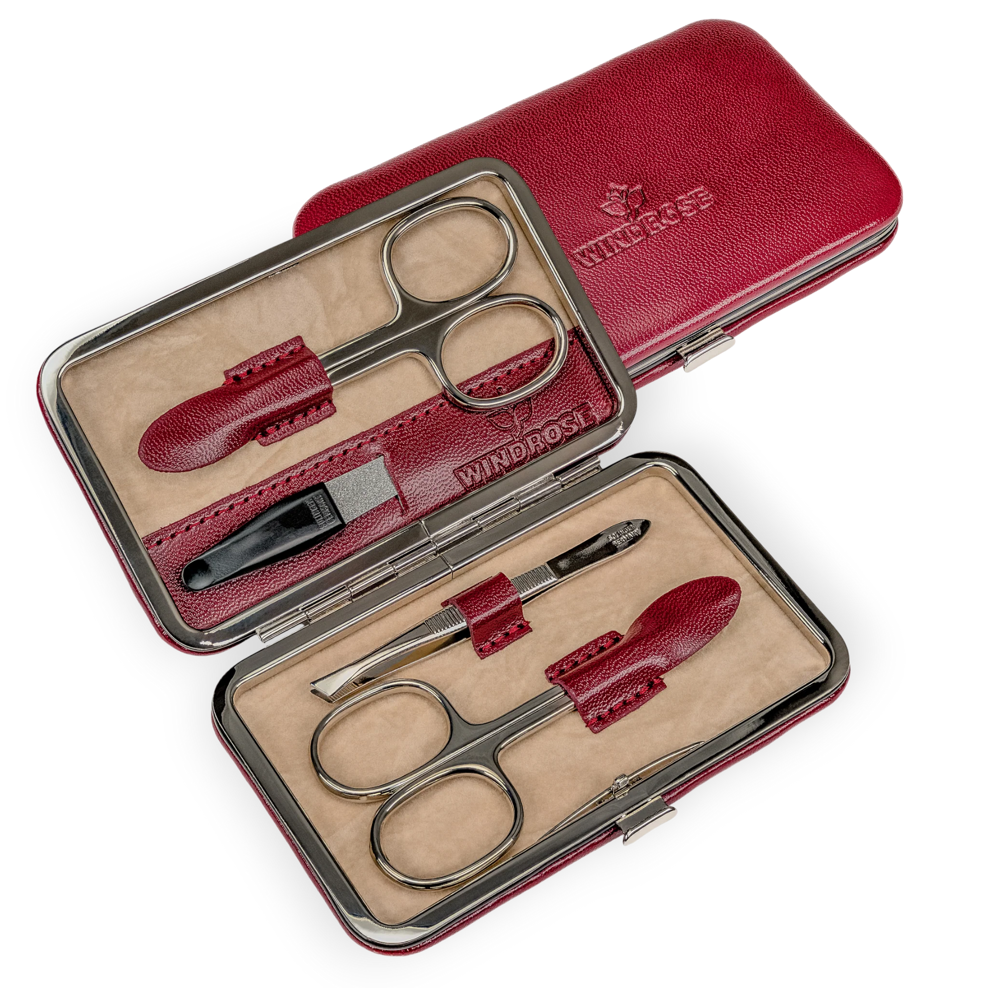 Astuccio per manicure 4 pezzi Merino / rosso