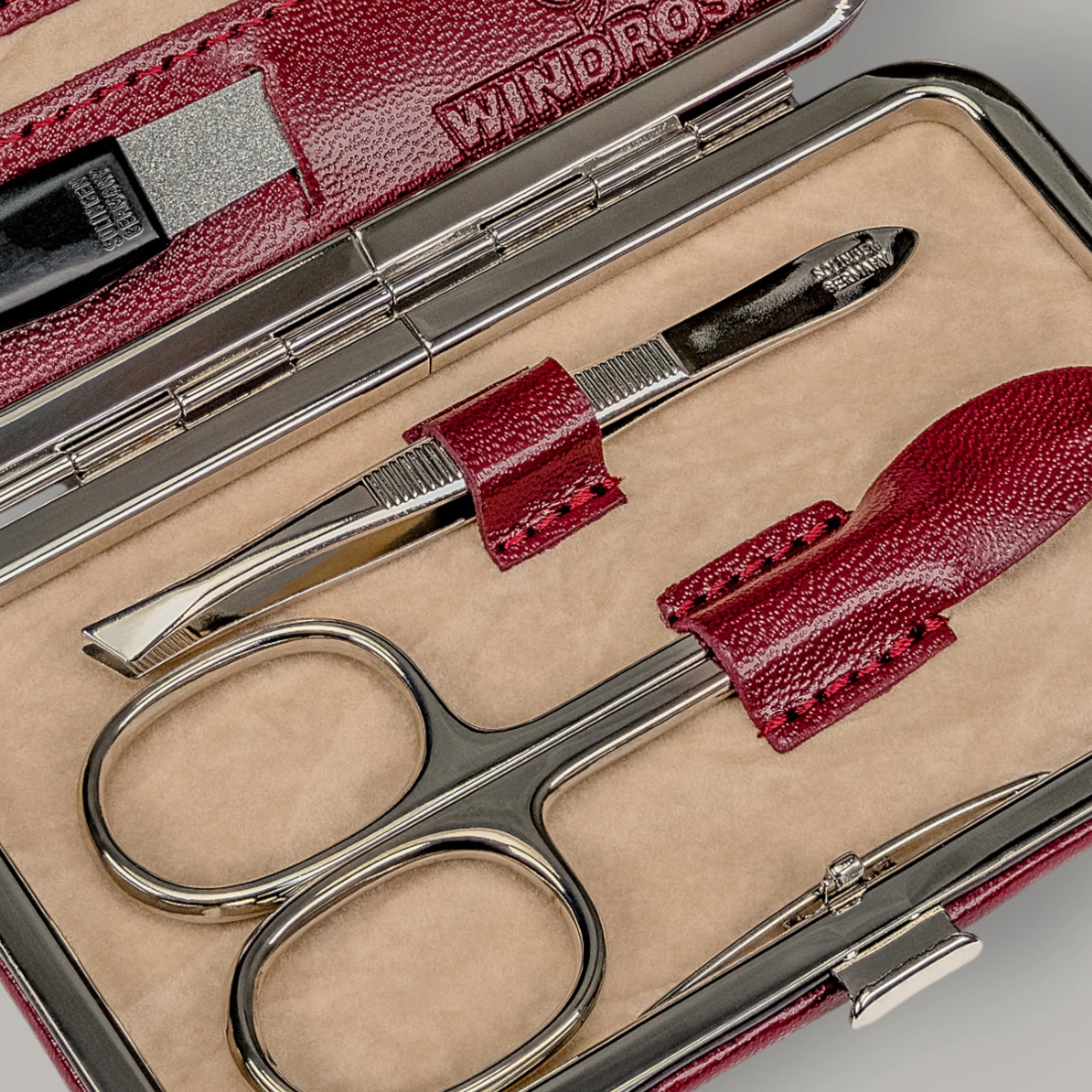 Astuccio per manicure 4 pezzi Merino / rosso