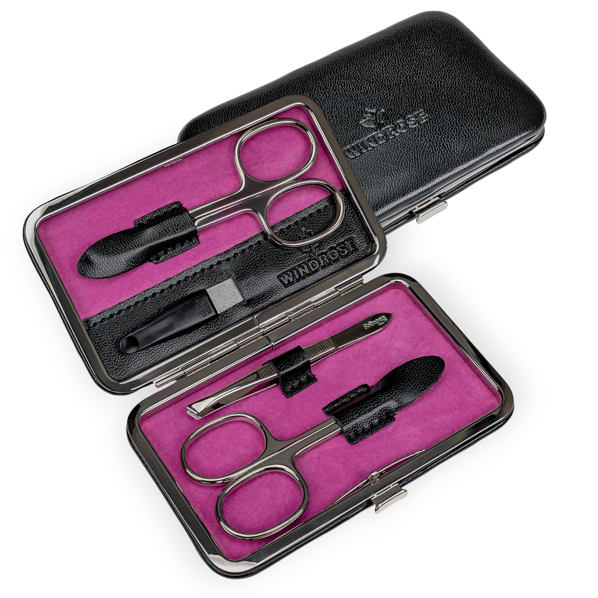 Astuccio per manicure da 4 pezzi Merino Moda / nero