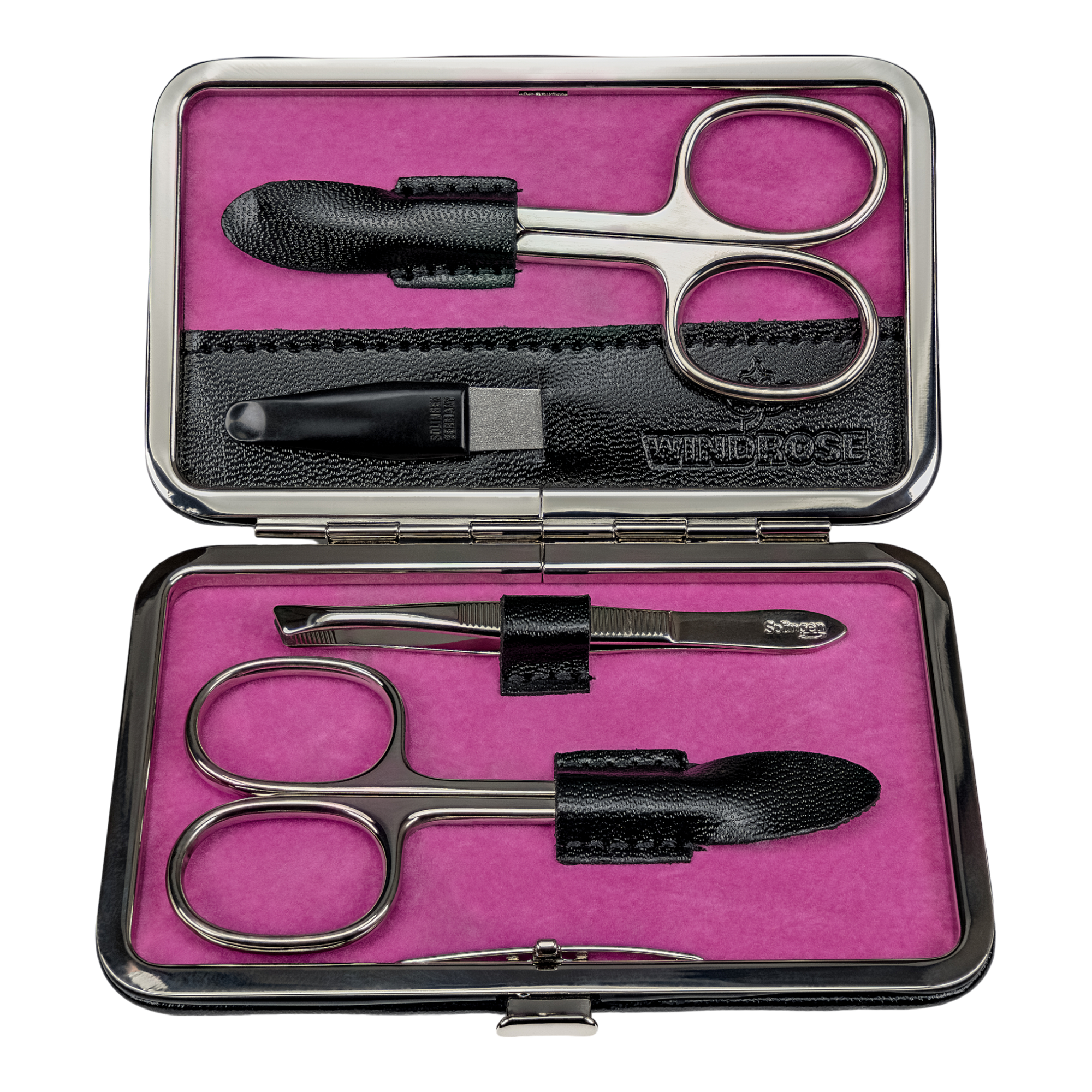 Astuccio per manicure da 4 pezzi Merino Moda / nero