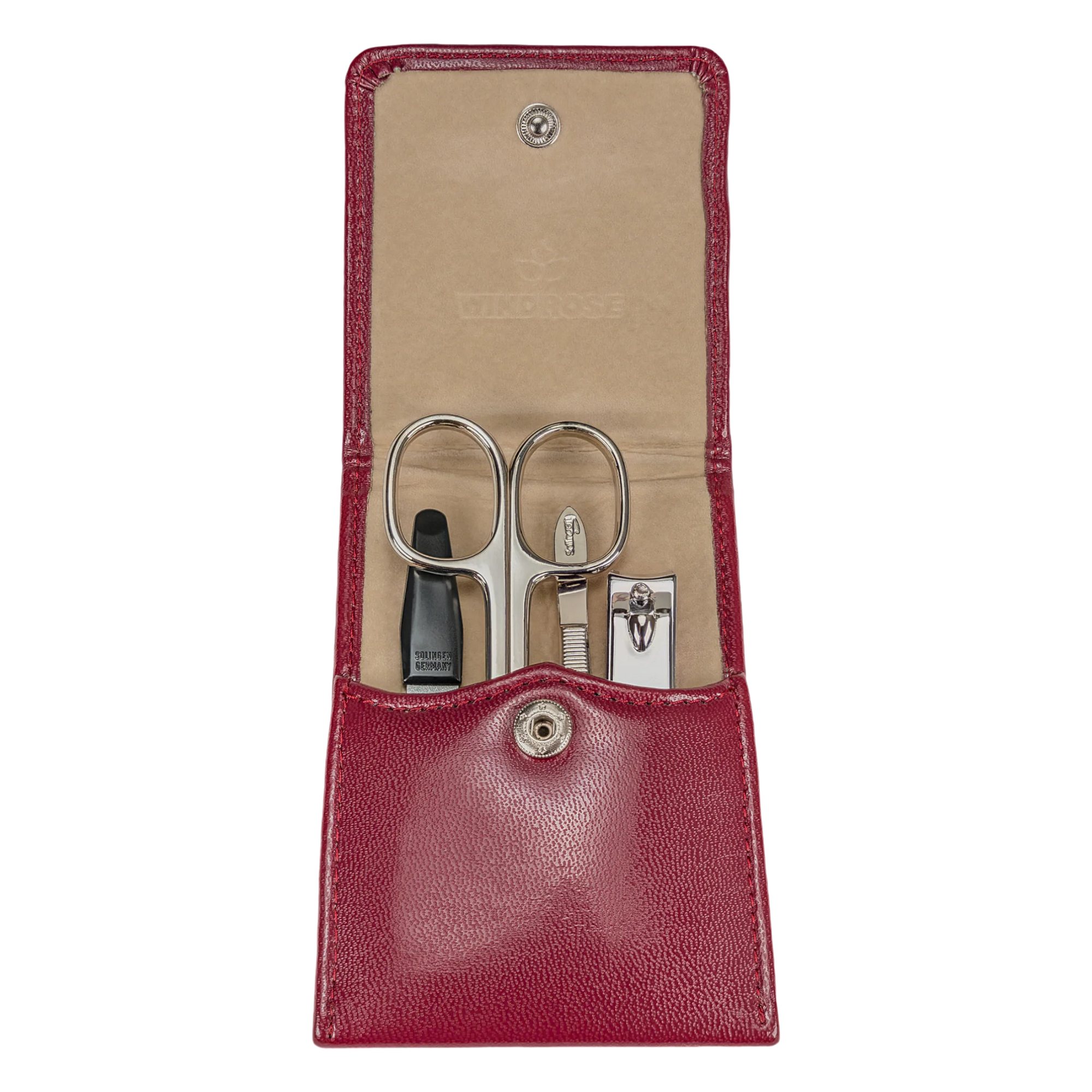 4-delige manicurekoffer Merino / rood