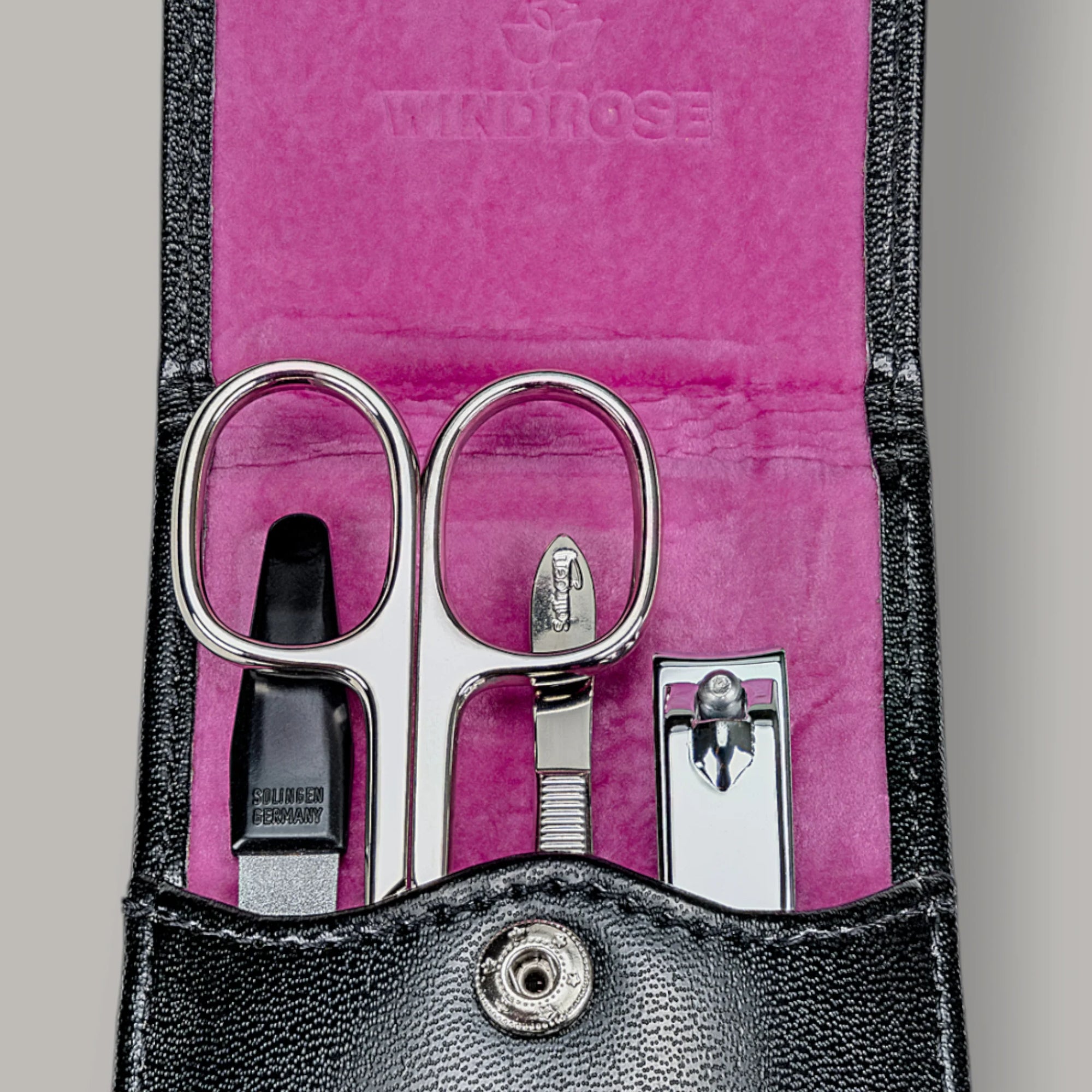 Astuccio per manicure da 4 pezzi Merino Moda / nero