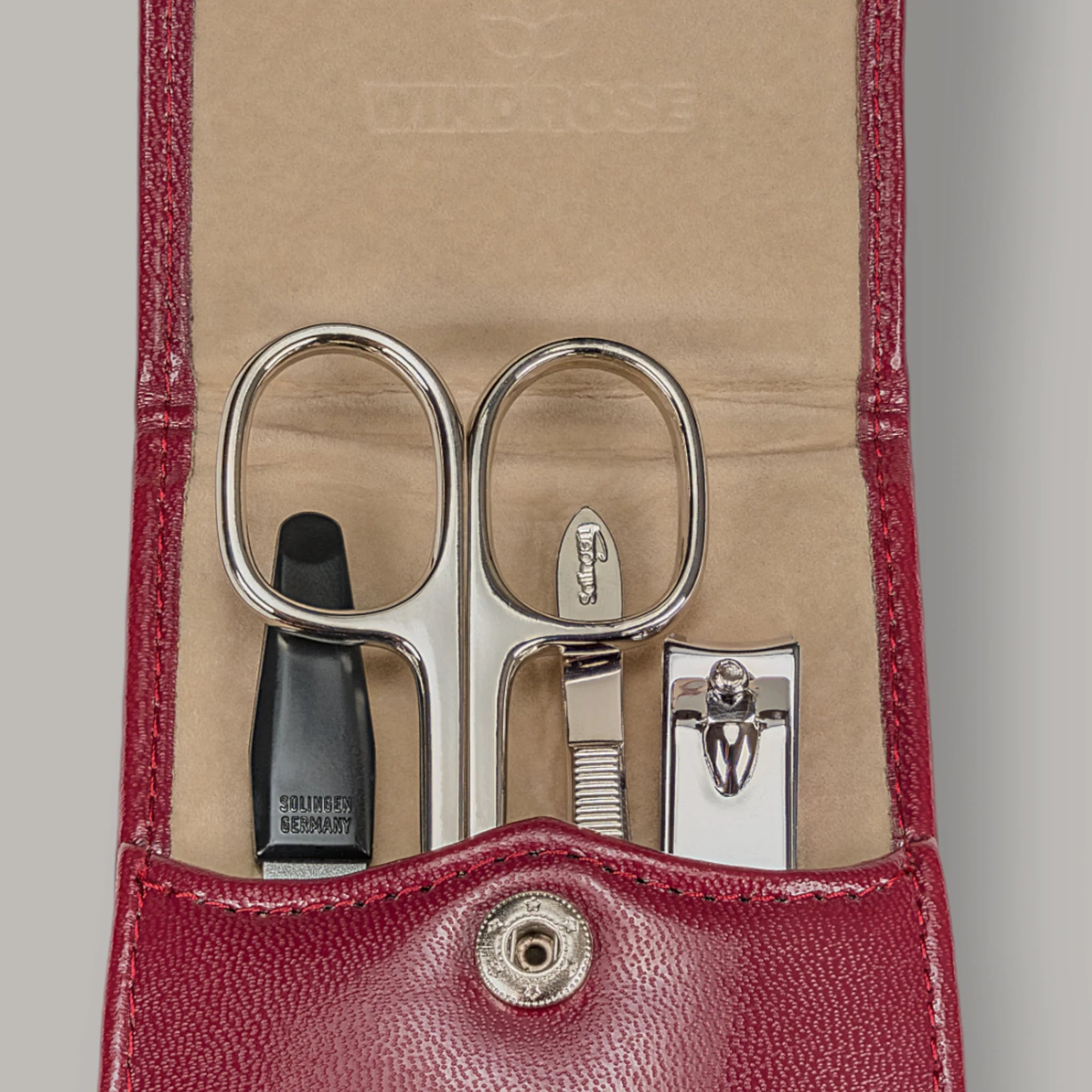 4-delige manicurekoffer Merino / rood