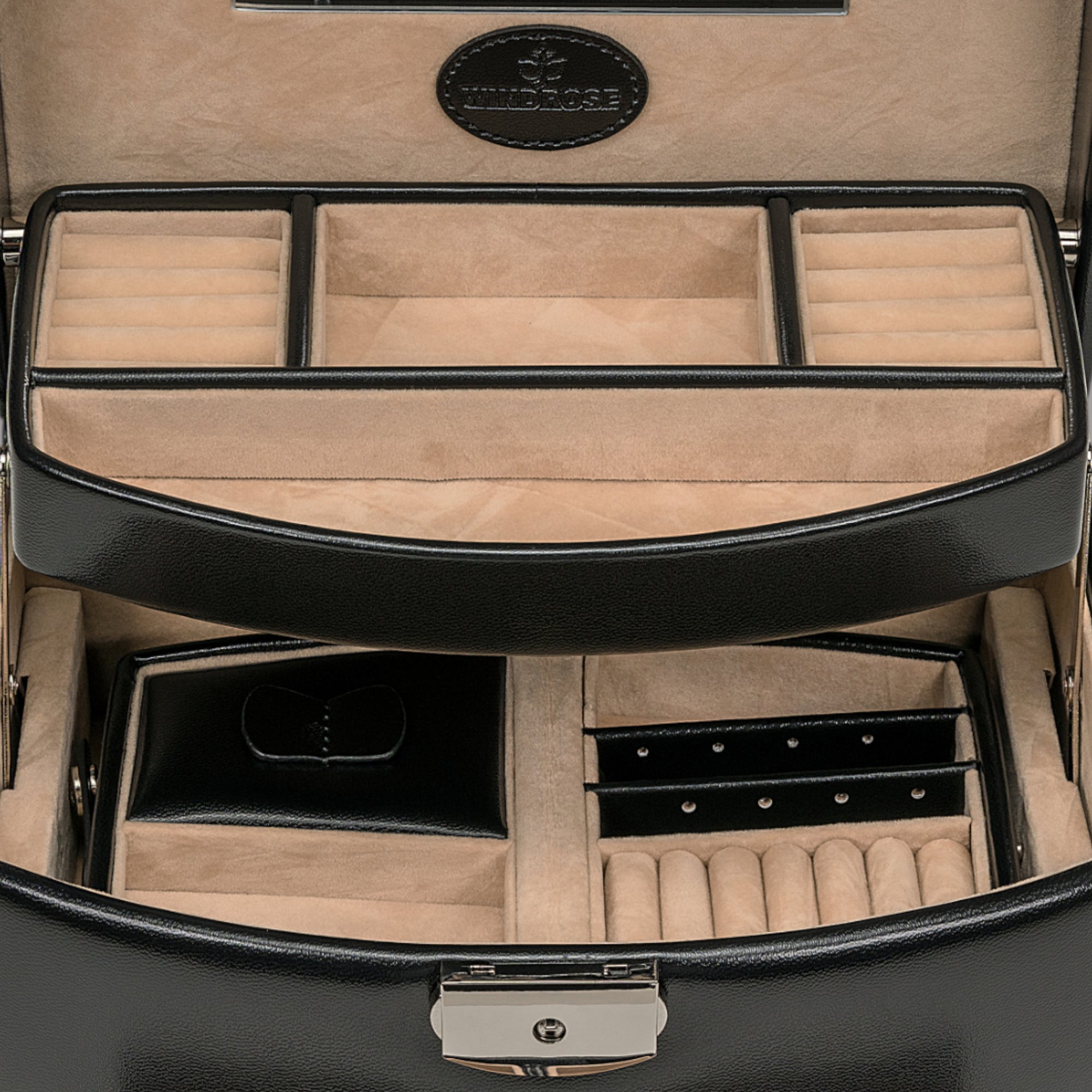 Estojo automático para jóias com encaixe de viagem Merino / preto