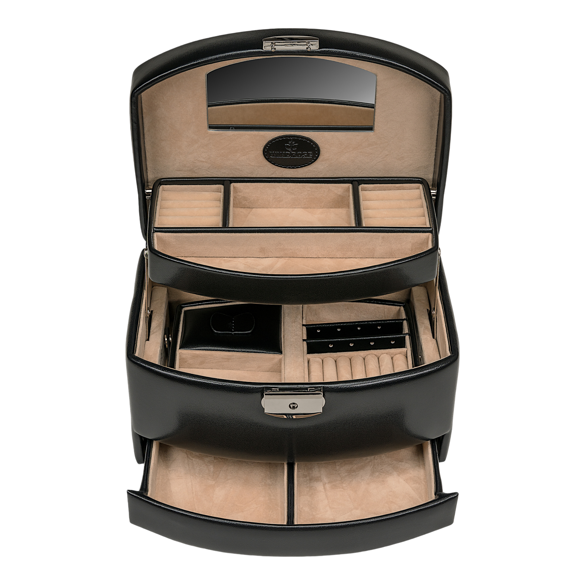 Estojo automático para jóias com encaixe de viagem Merino / preto
