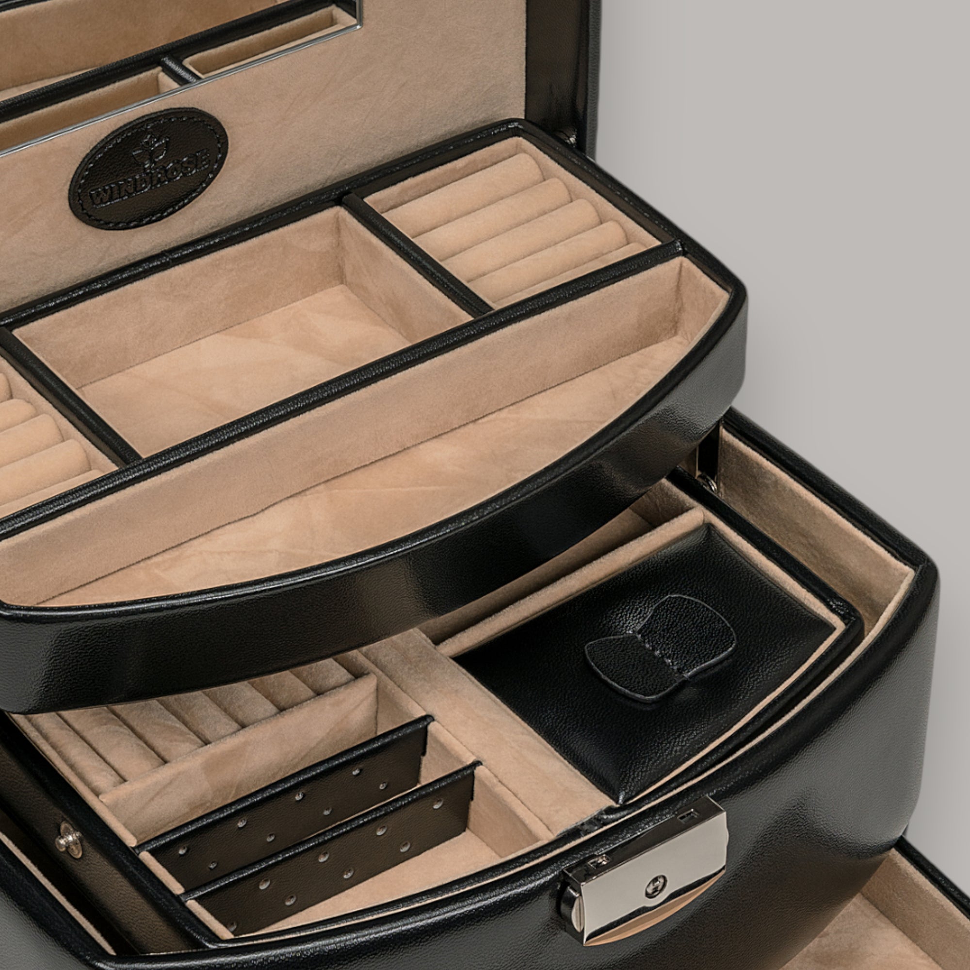 Estojo automático para jóias com encaixe de viagem Merino / preto