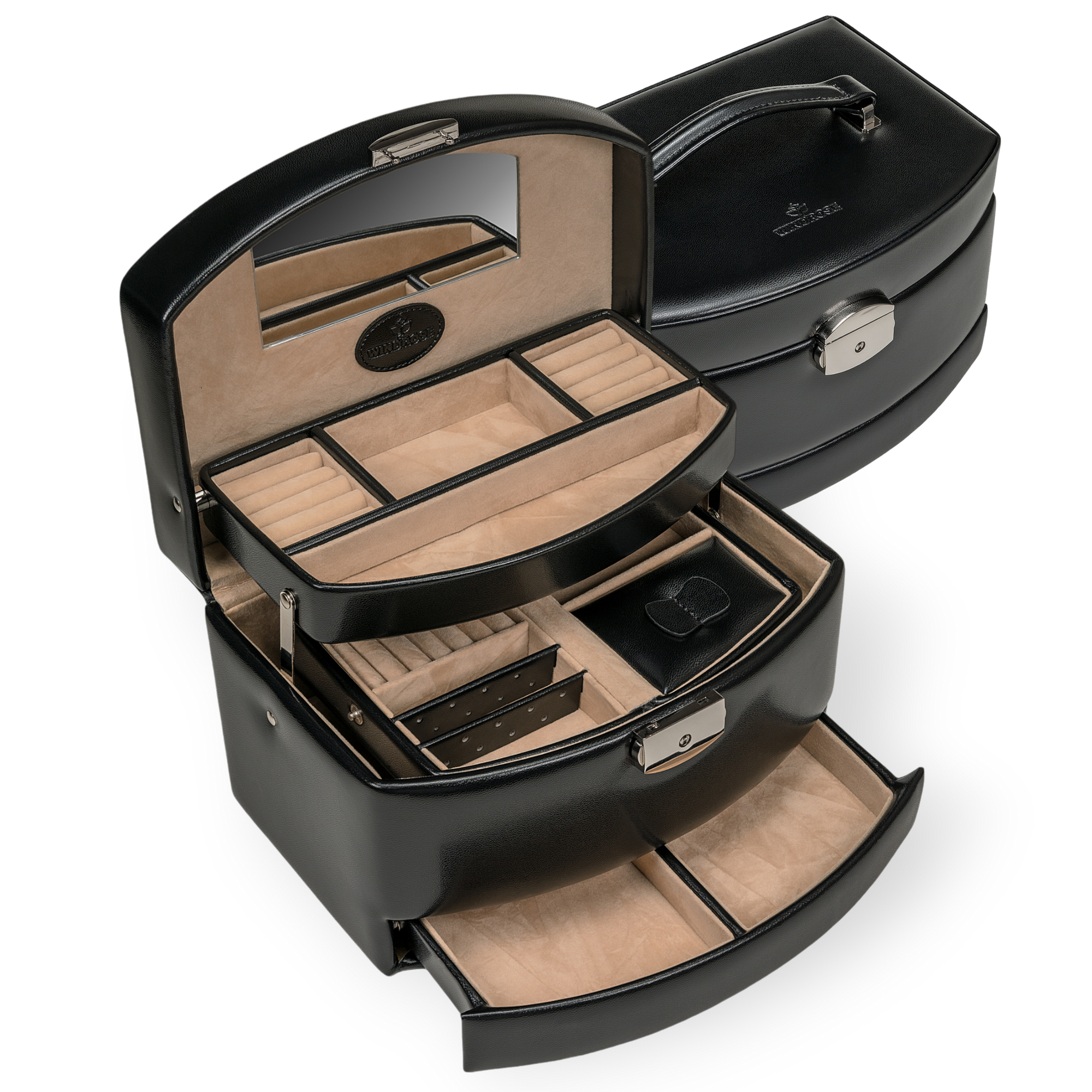 Estojo automático para jóias com encaixe de viagem Merino / preto