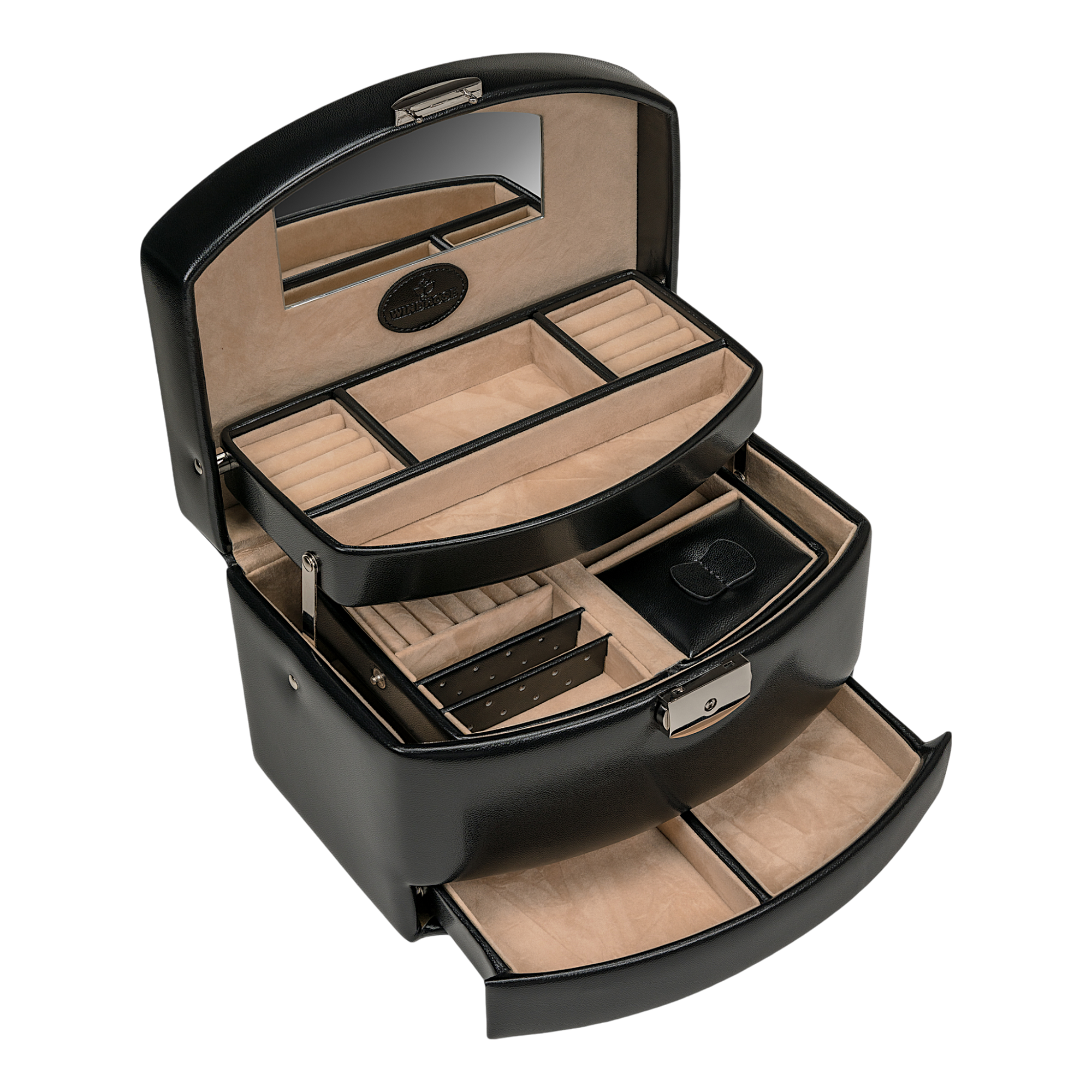 Estojo automático para jóias com encaixe de viagem Merino / preto