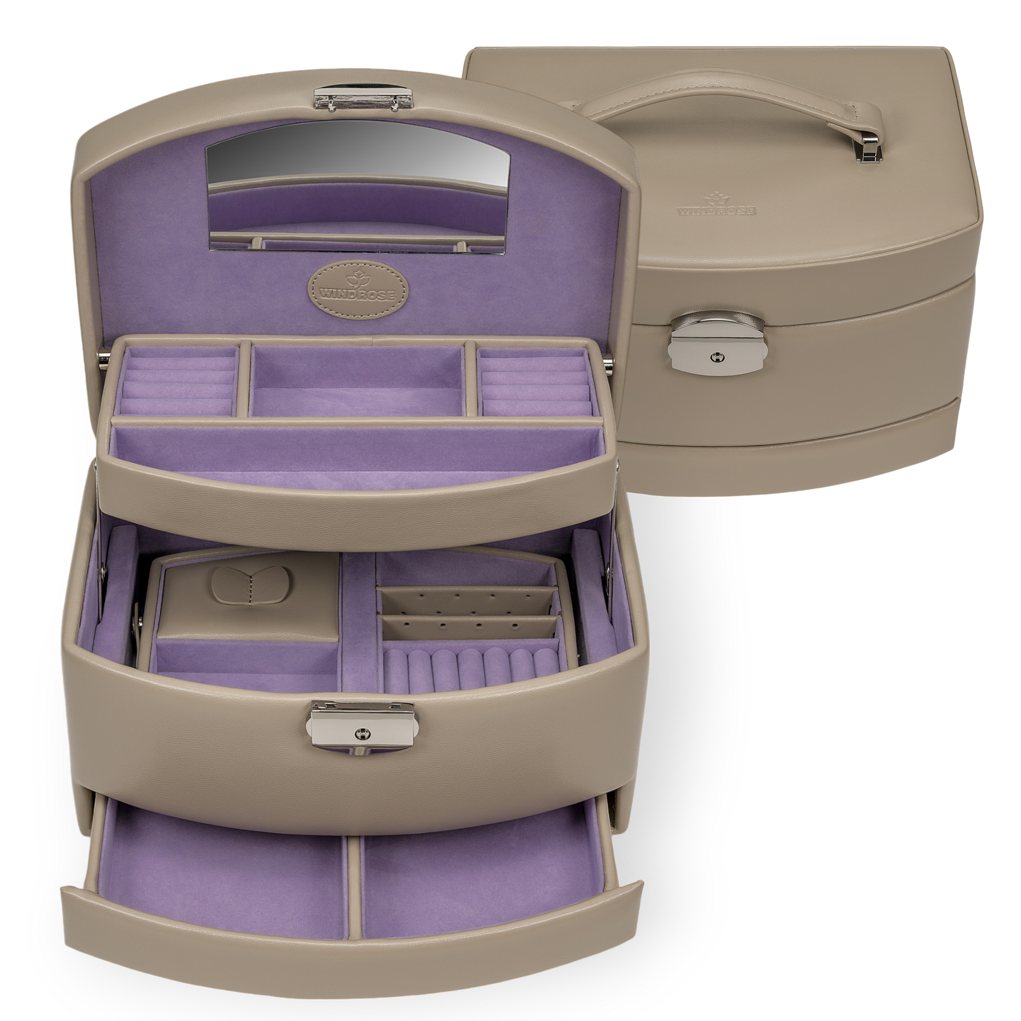 Automatic jewelry case with travel insert Merino Moda / beige
