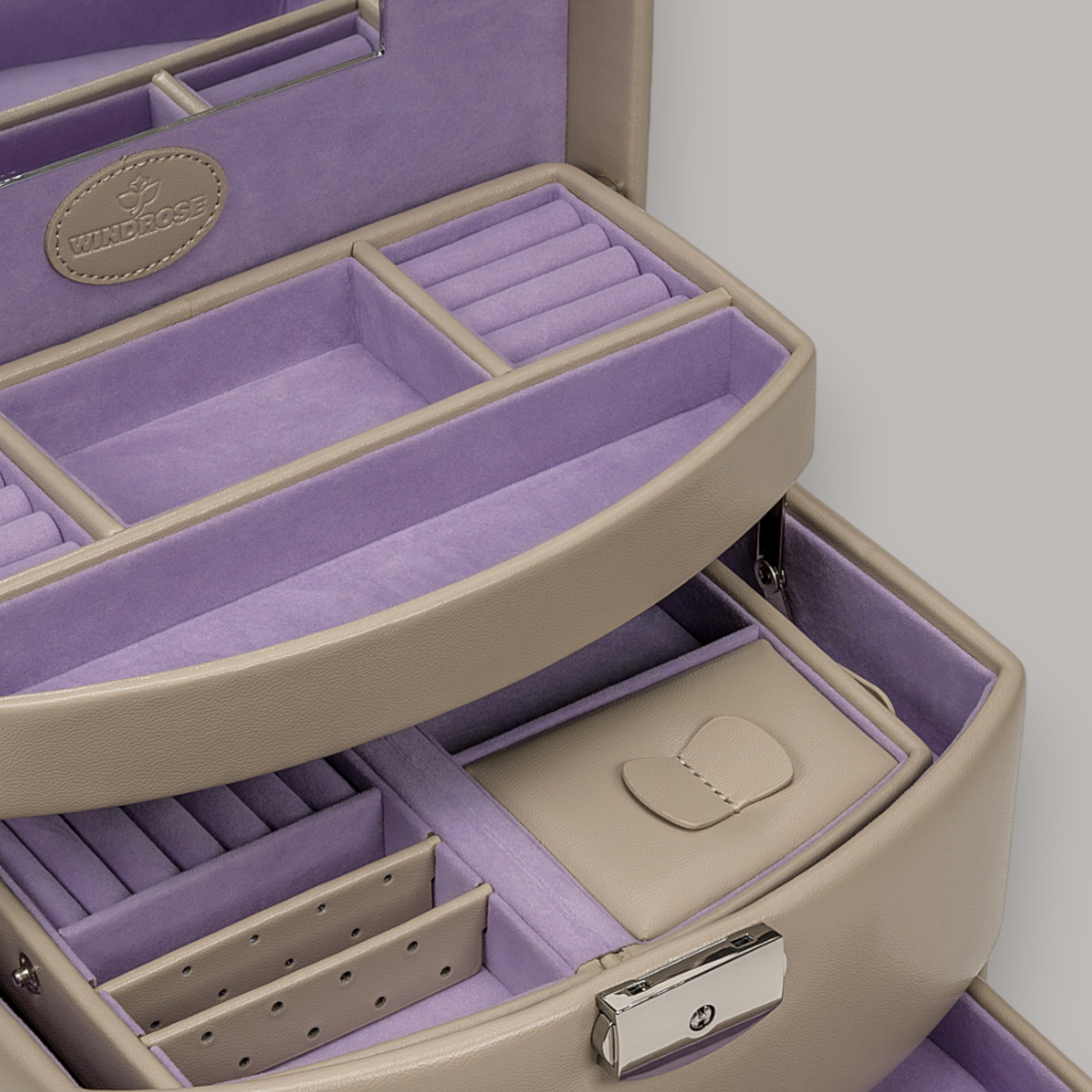 Automatic jewelry case with travel insert Merino Moda / beige