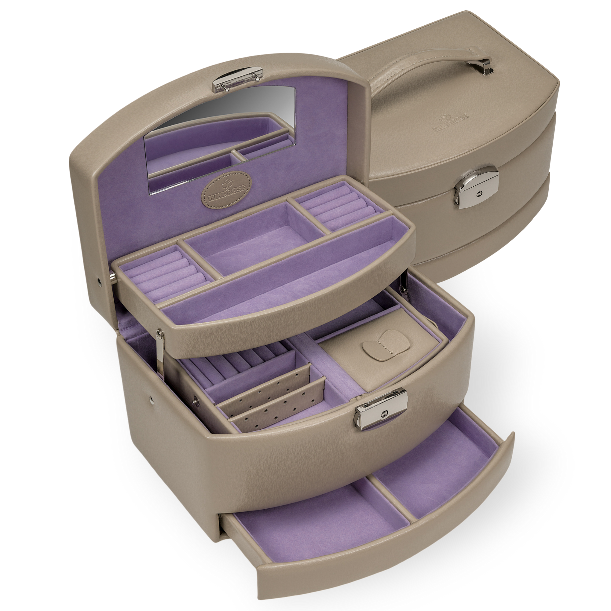 Automatic jewelry case with travel insert Merino Moda / beige