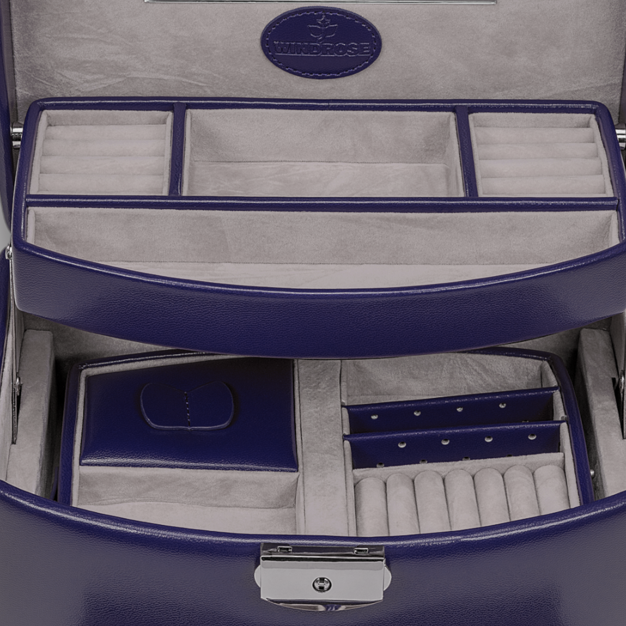 Estojo automático para jóias com encaixe de viagem Merino Moda / azul escuro