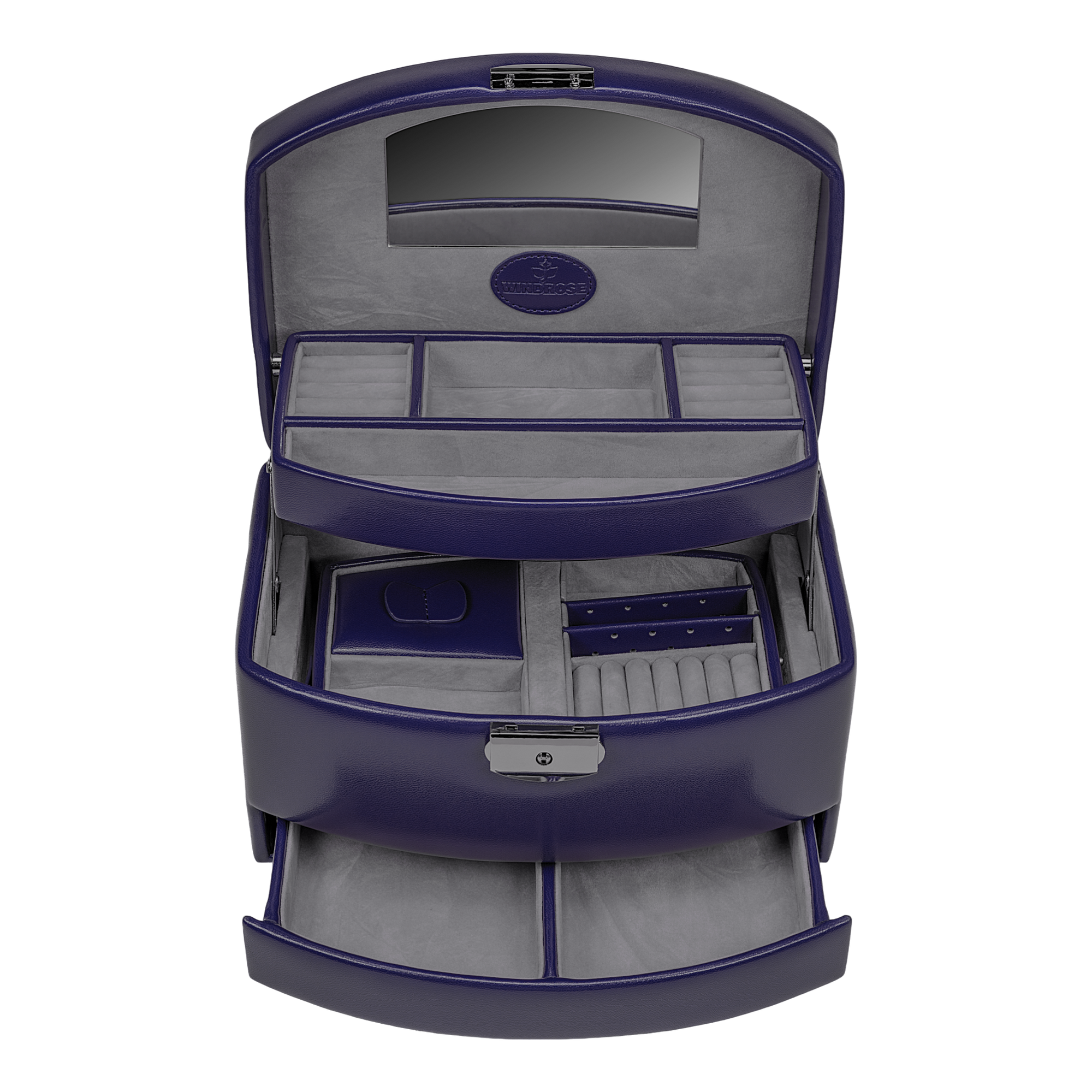 Estojo automático para jóias com encaixe de viagem Merino Moda / azul escuro