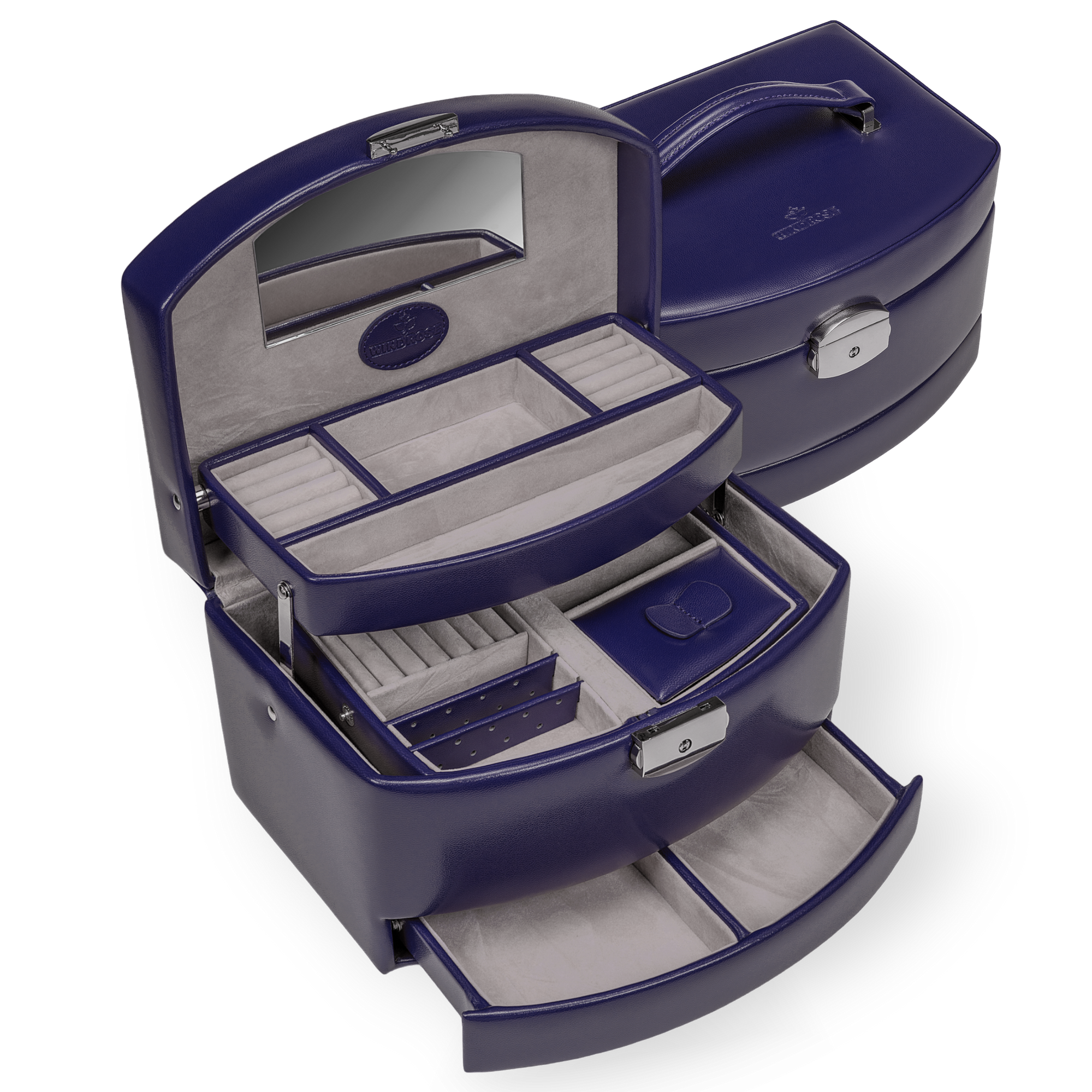 Estojo automático para jóias com encaixe de viagem Merino Moda / azul escuro