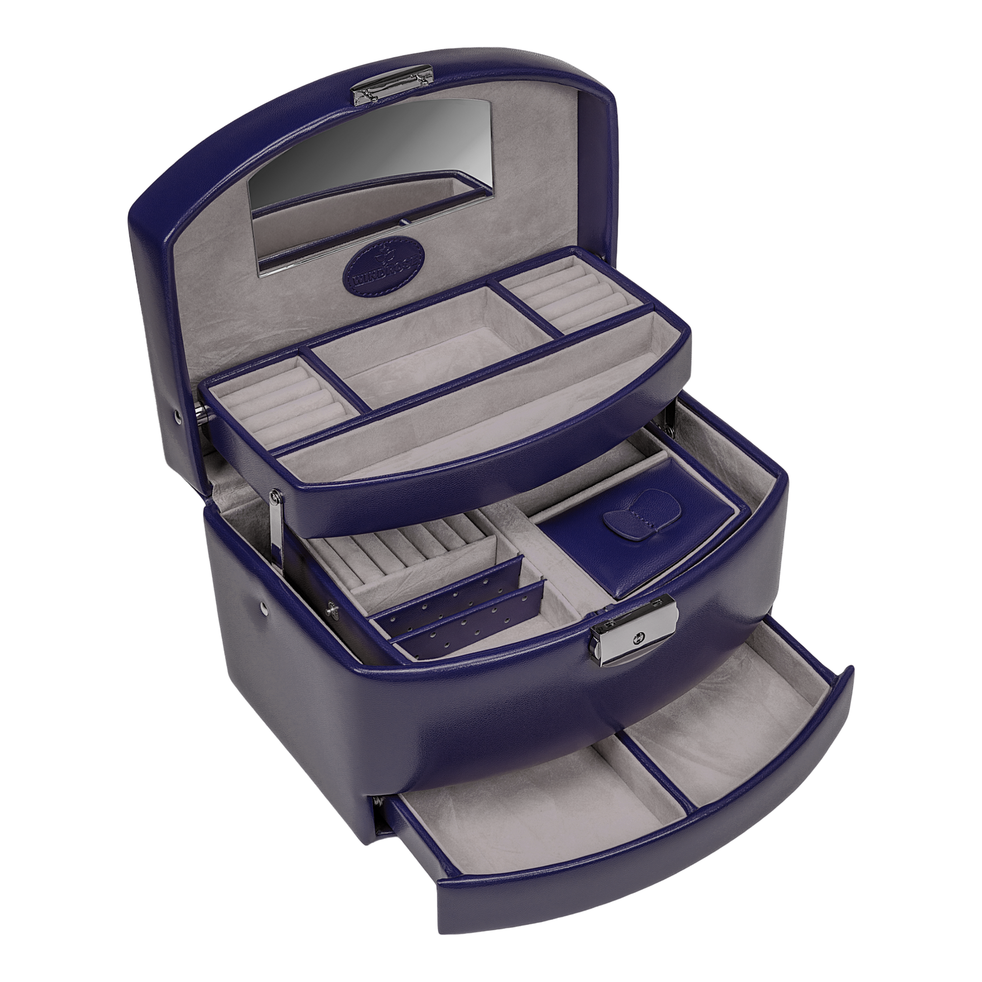 Estojo automático para jóias com encaixe de viagem Merino Moda / azul escuro