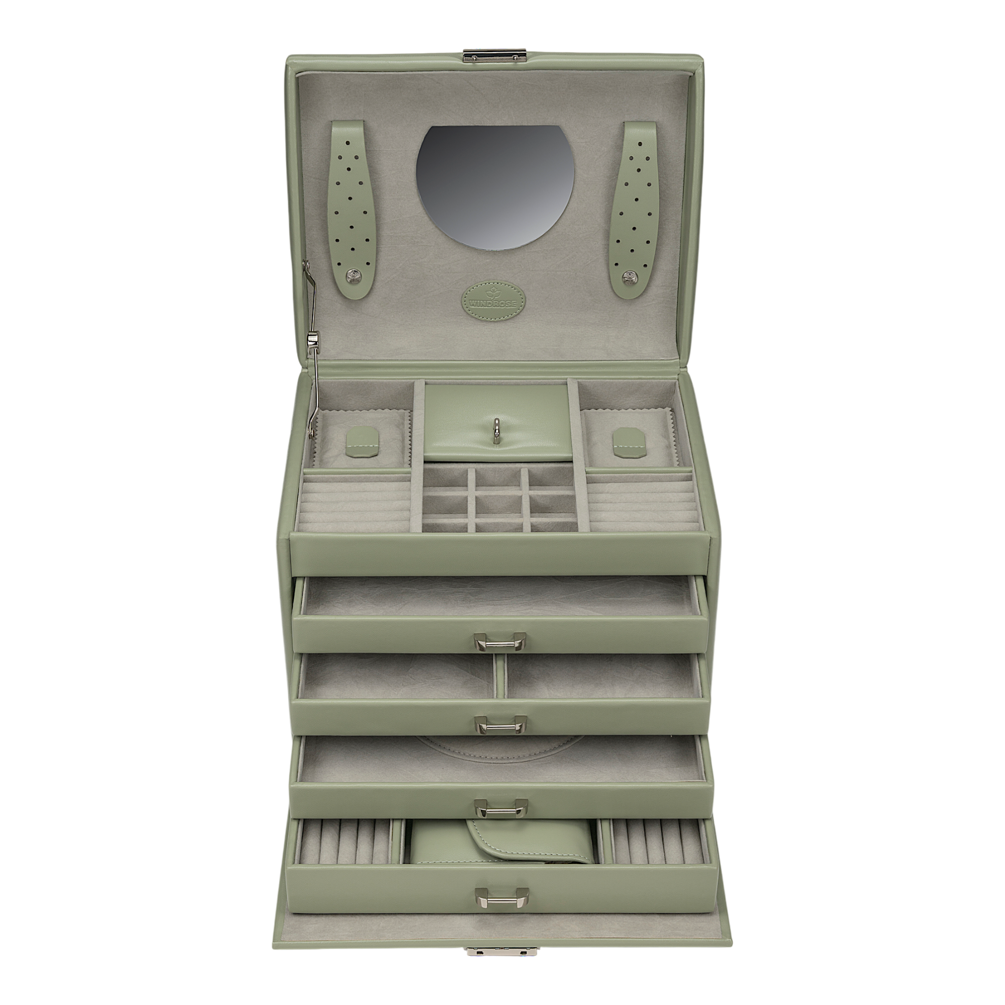 Jewelry case with integrated jewelry bag Merino Moda / sage