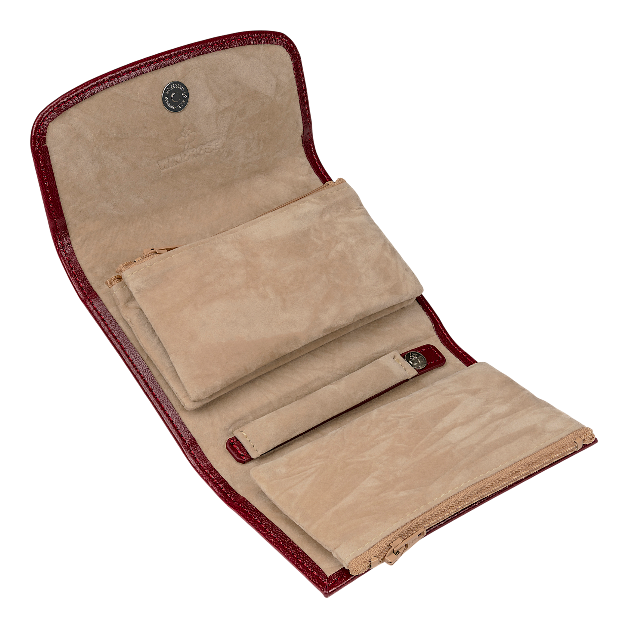 Jewelry case with integrated jewelry bag Merino / red