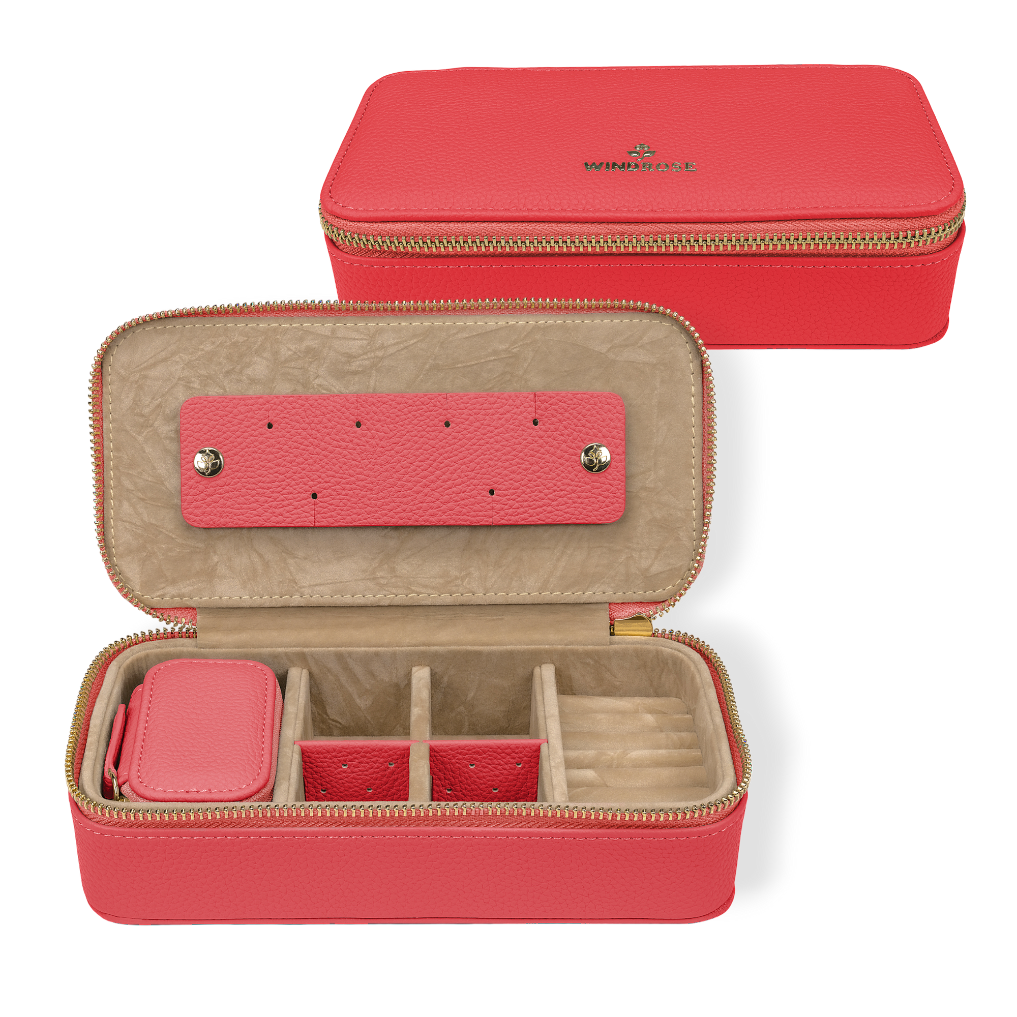 Étui à bijoux M avec fermeture éclair Aurora / corail