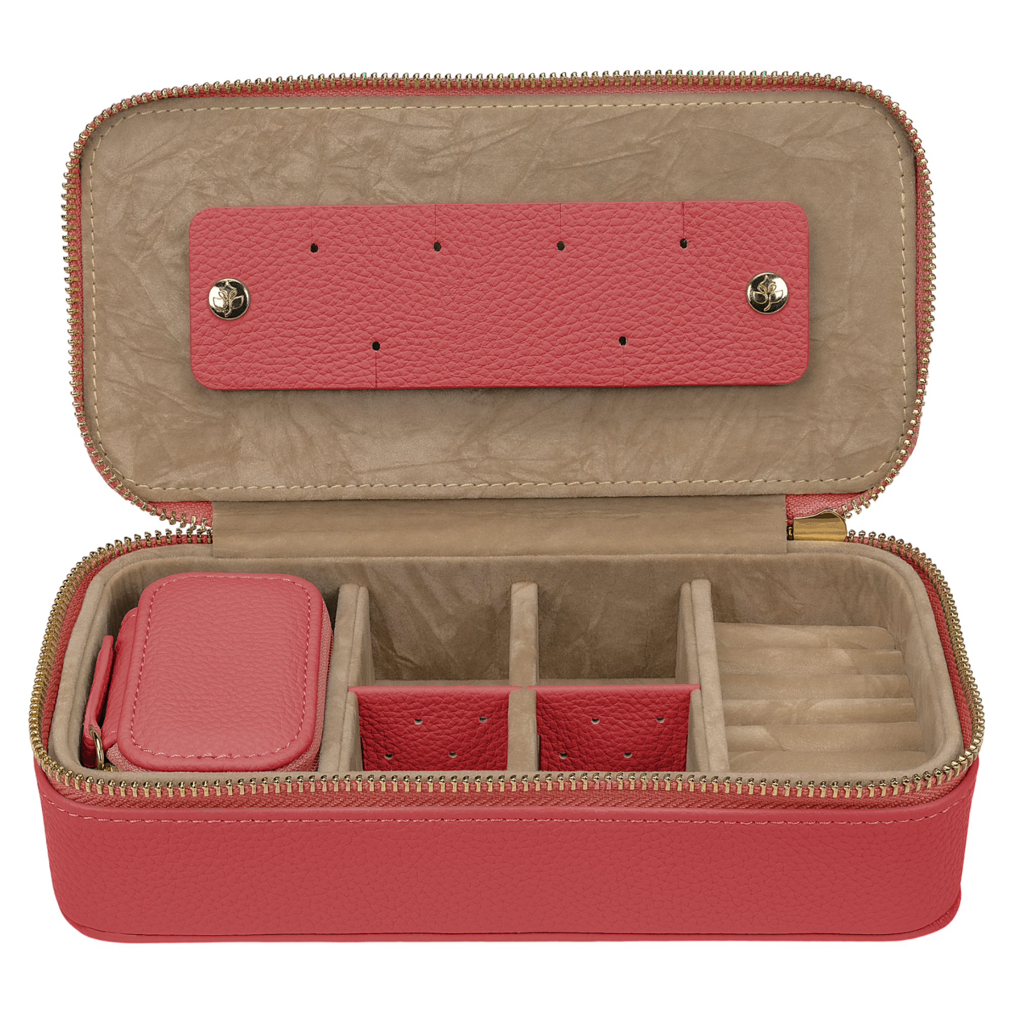Étui à bijoux M avec fermeture éclair Aurora / corail