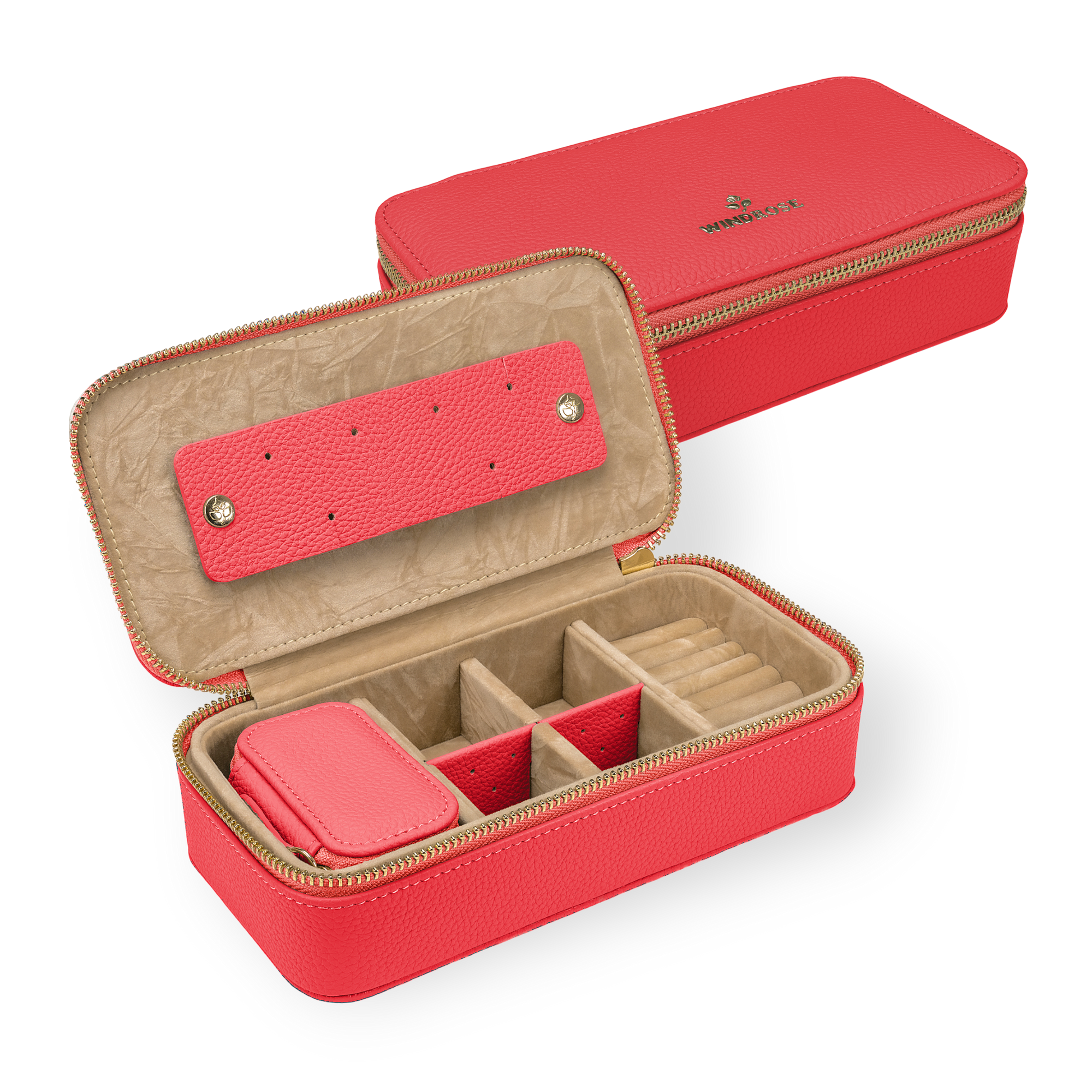 Étui à bijoux M avec fermeture éclair Aurora / corail