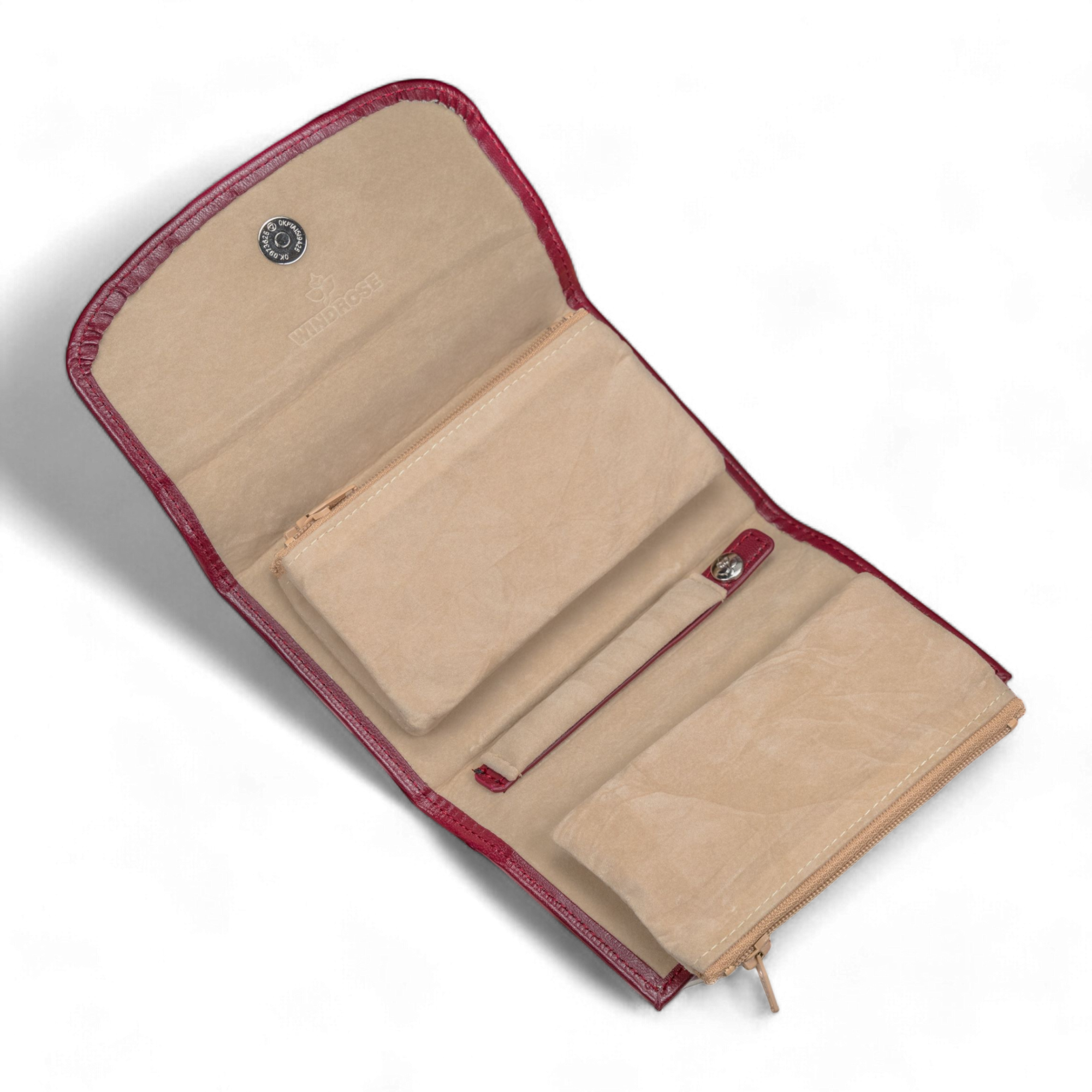 Estojo para jóias XXL com saco para jóias integrado Merino / vermelho