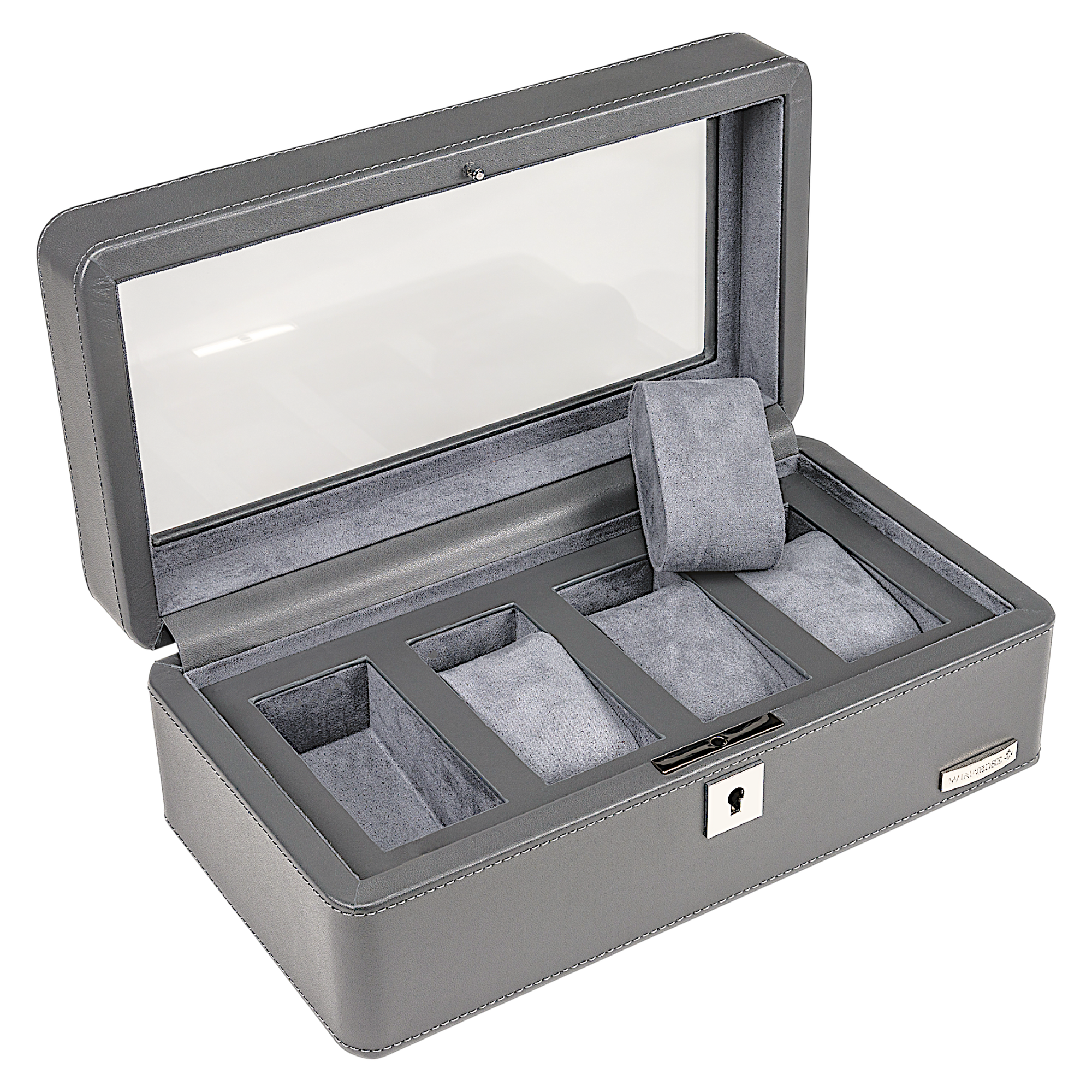 Uhrenetui für 4 Uhren 4 Uhren Tempora / grau (Recyceltes Leder)