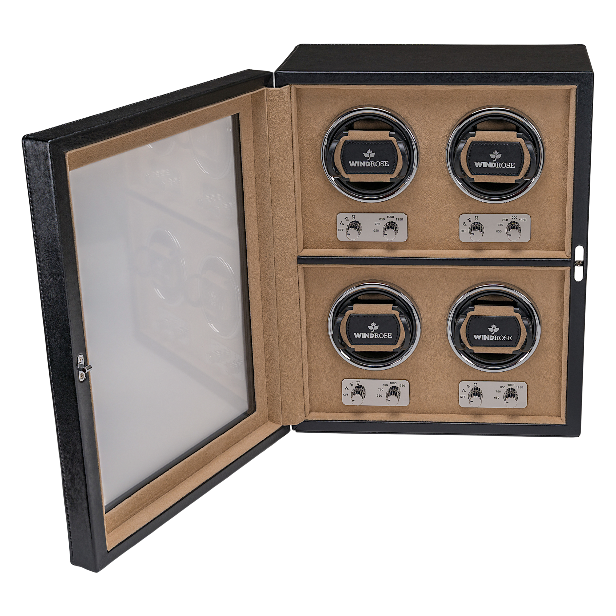 Uhrenbeweger 4 Uhren Ambiance / schwarz (Leder)